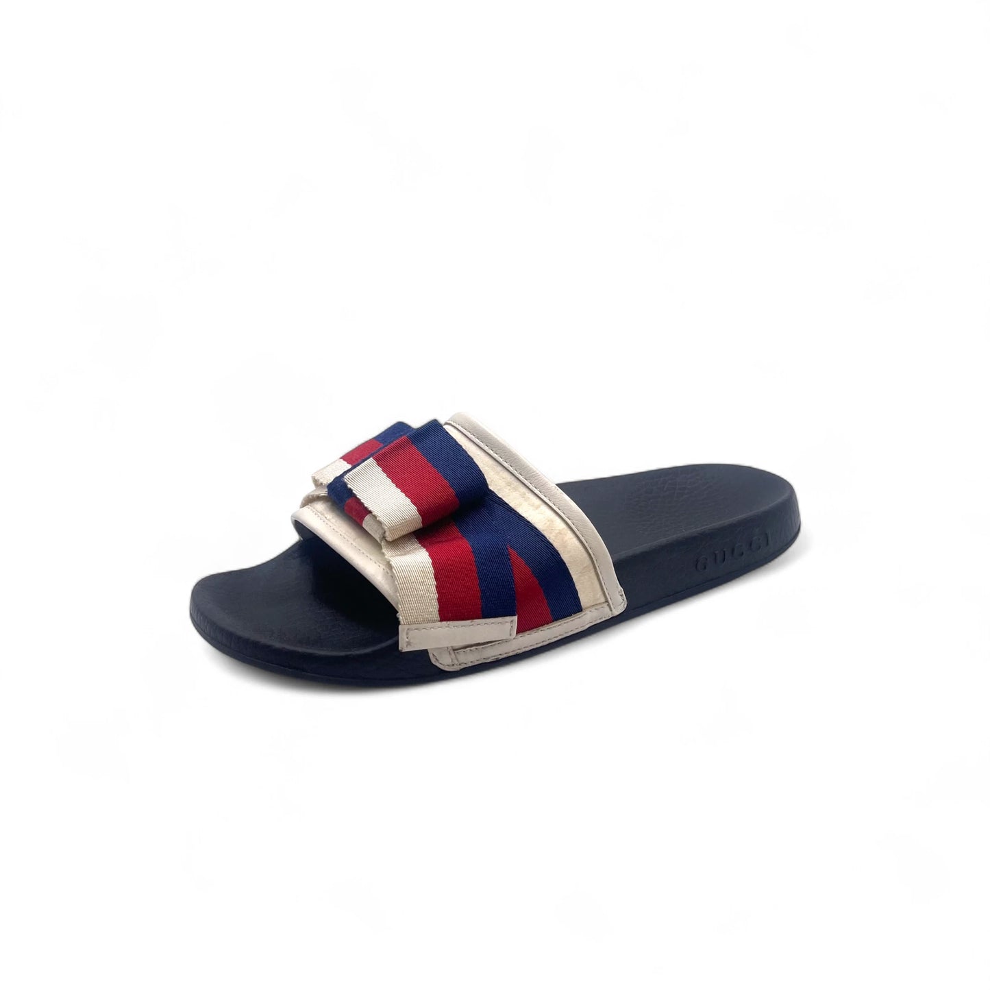 Gucci Web Sylvie Bow Satin Women's Slides