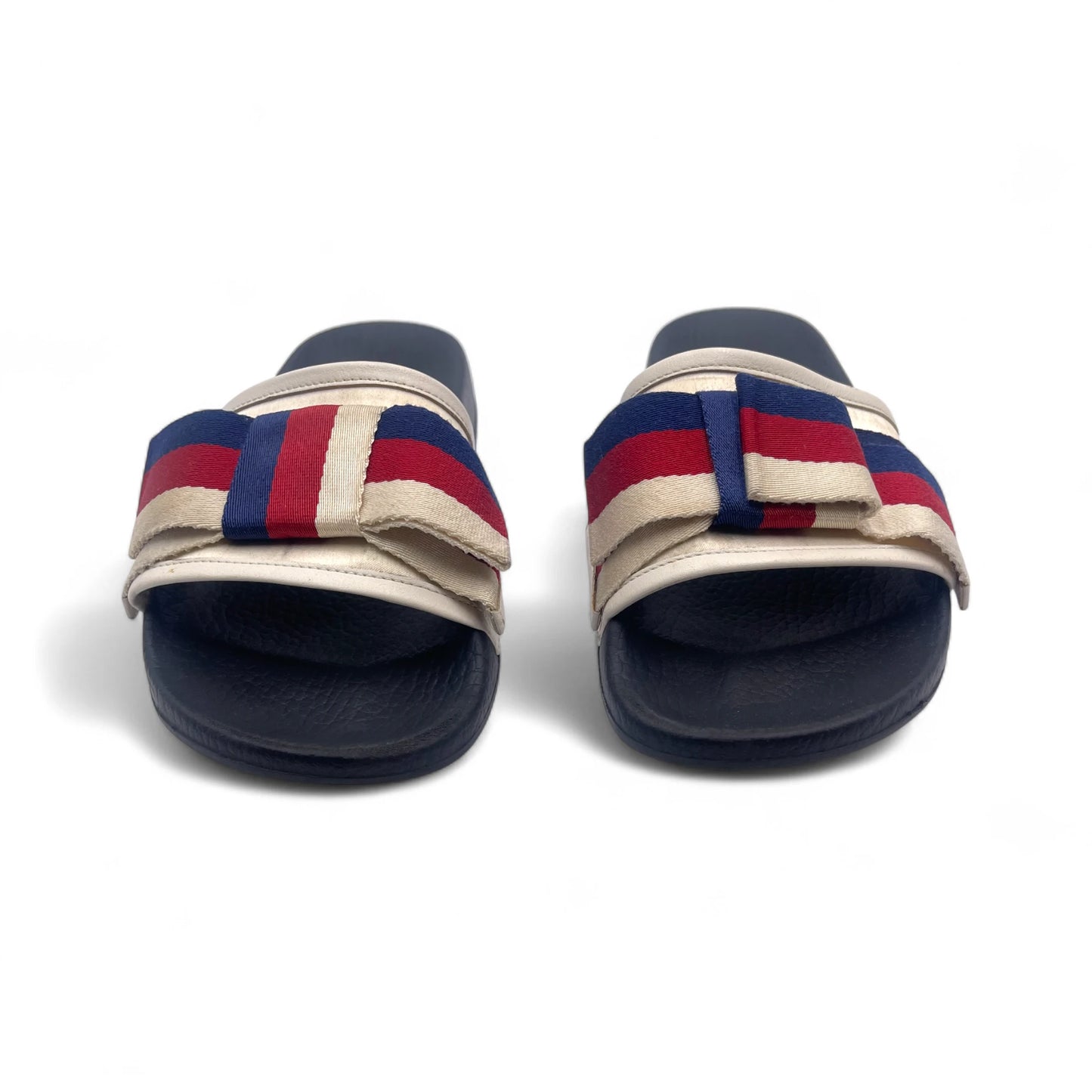 Gucci Web Sylvie Bow Satin Women's Slides