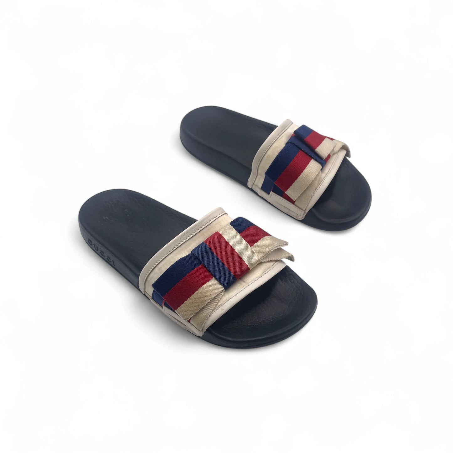 Gucci Web Sylvie Bow Satin Women's Slides