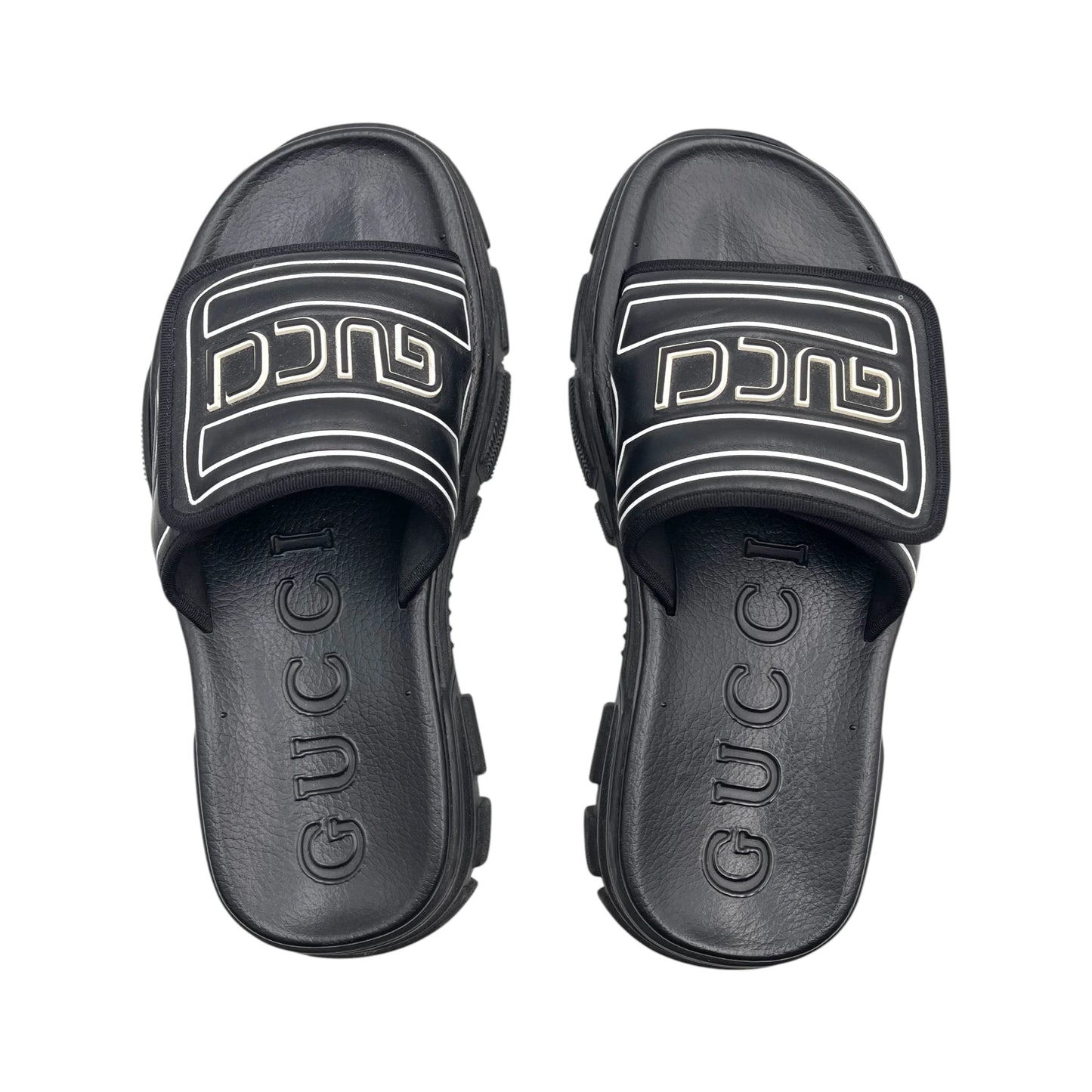 Gucci Black Logo Chuncky Platform Men's Sandals