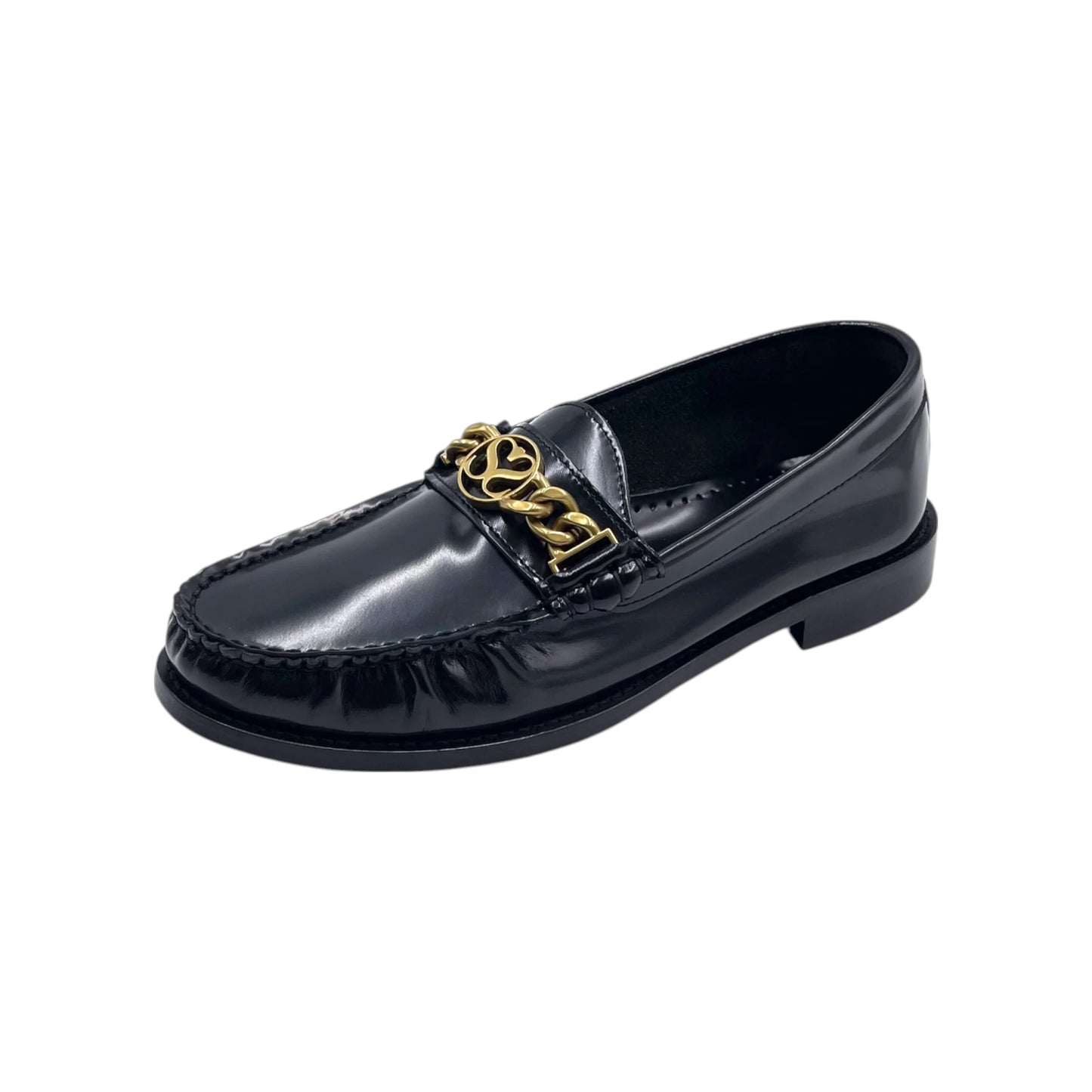 Sandro Black Leather Chain Wom Loafers