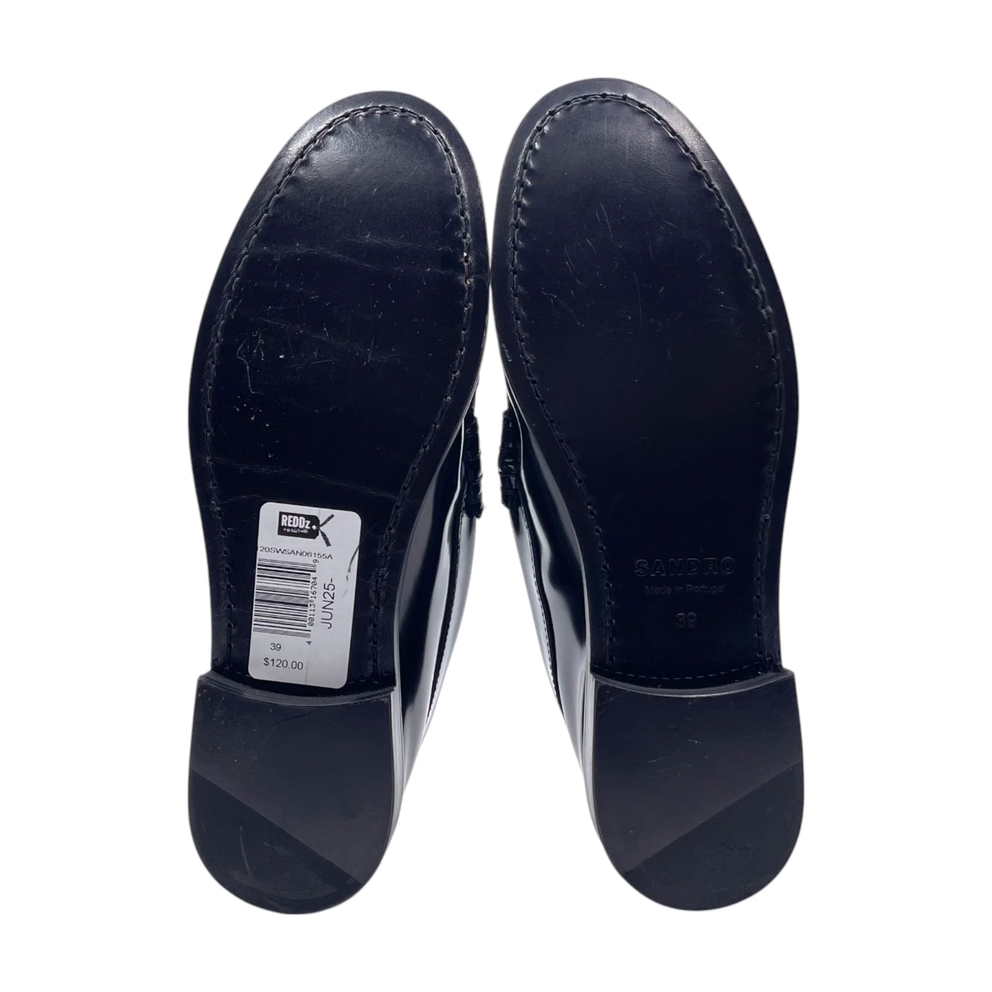 Sandro Black Leather Chain Wom Loafers