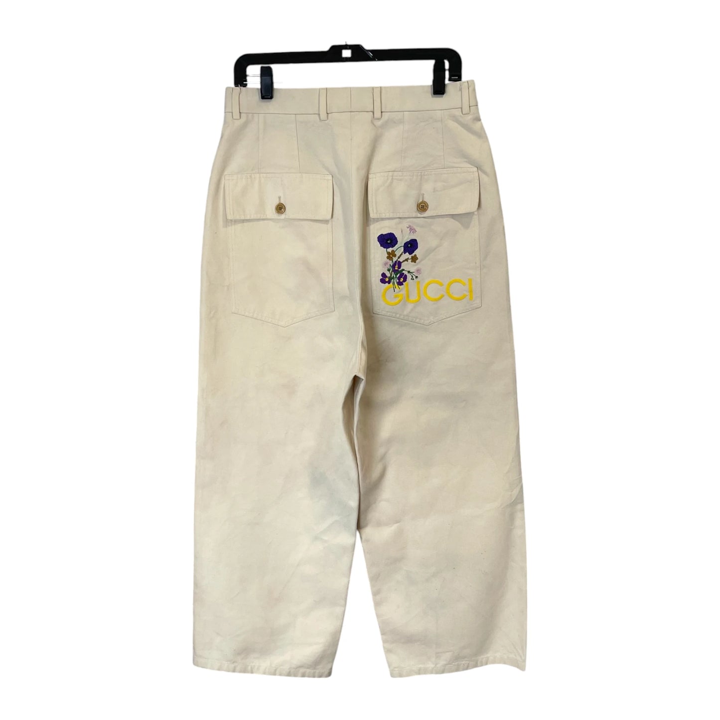 Gucci Beige Cotton Canvas Trousers - 46