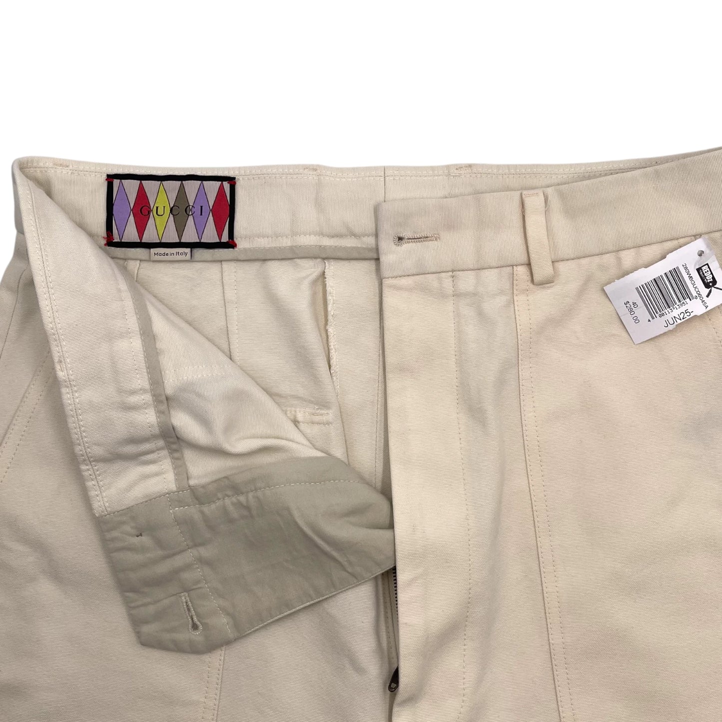 Gucci Beige Cotton Canvas Trousers - 46