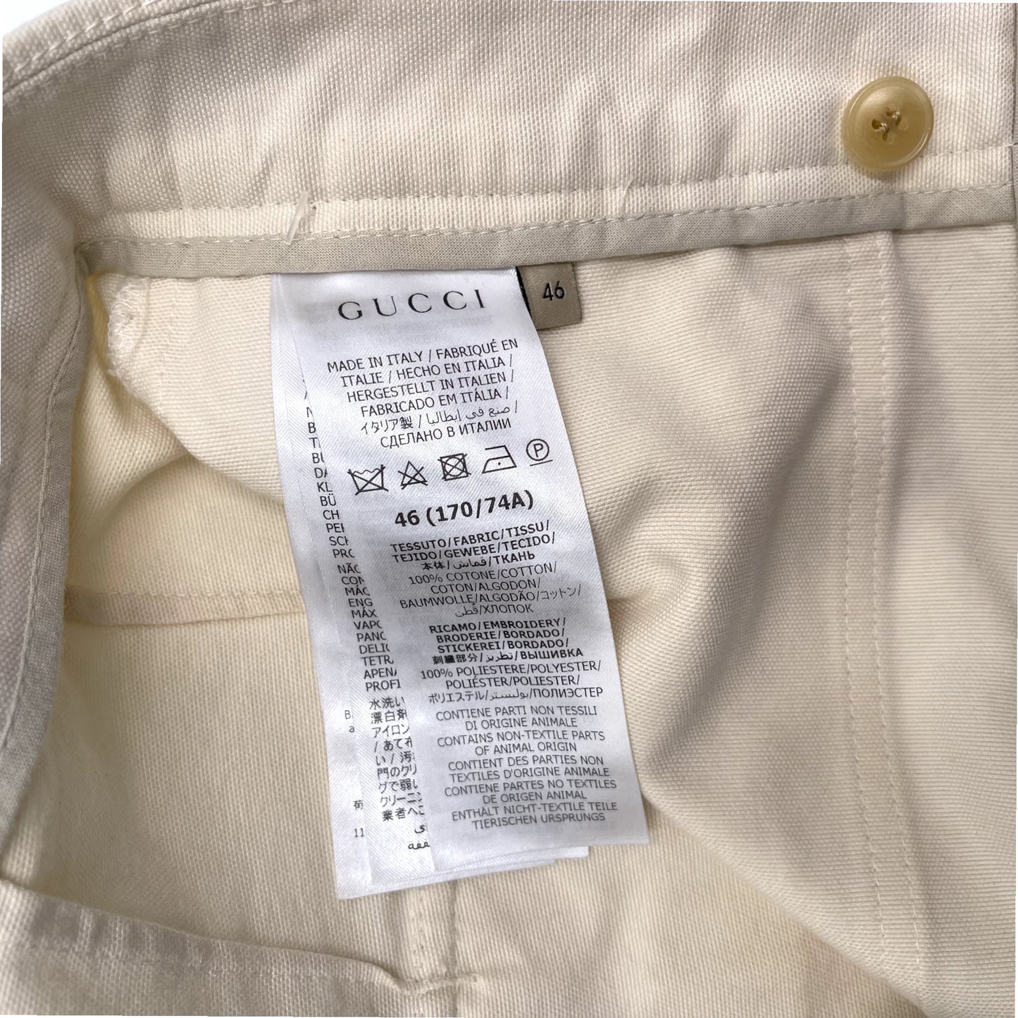 Gucci Beige Cotton Canvas Trousers - 46