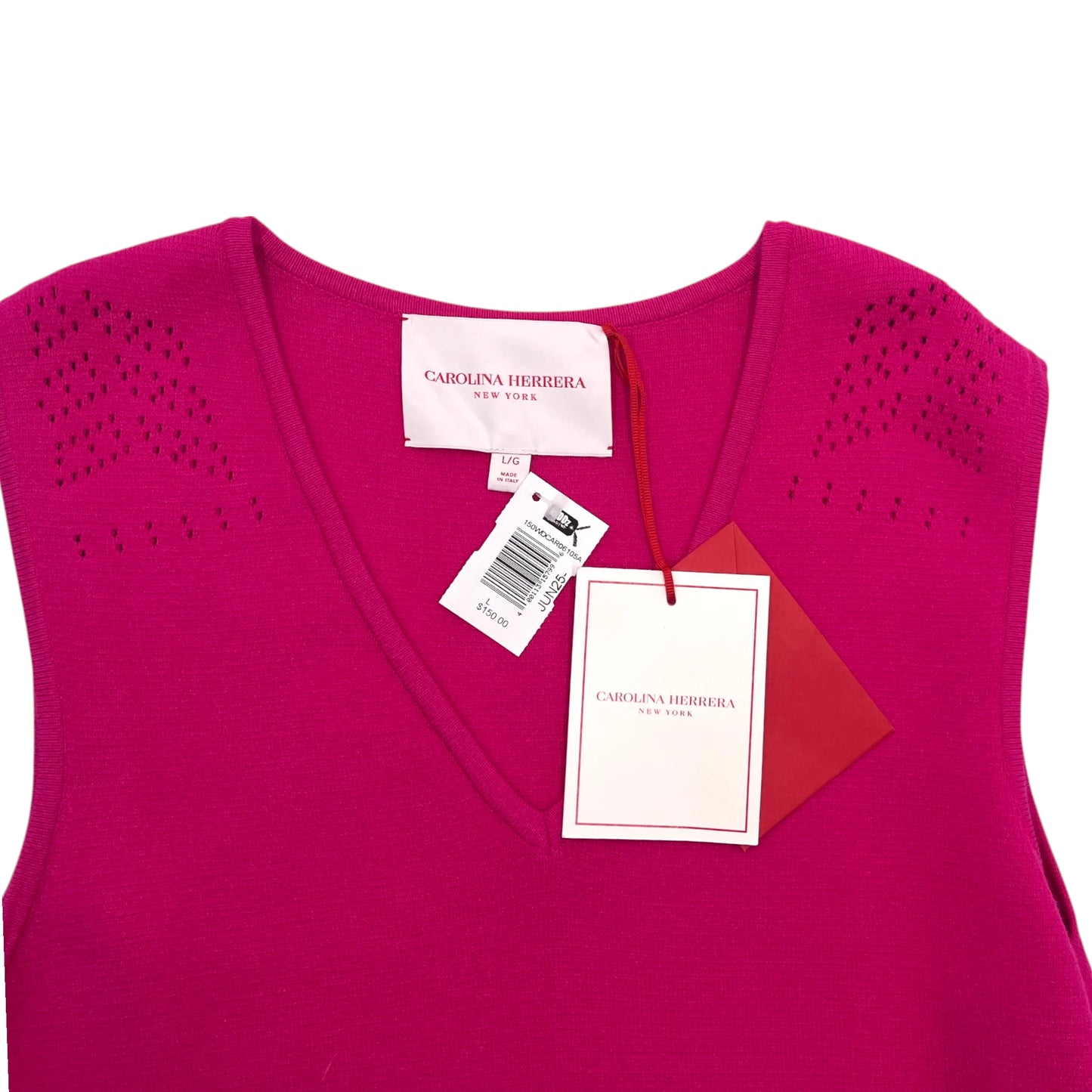 Carolina Herrera Pink Pointelle Jacquard Fit & Flare Dress - L