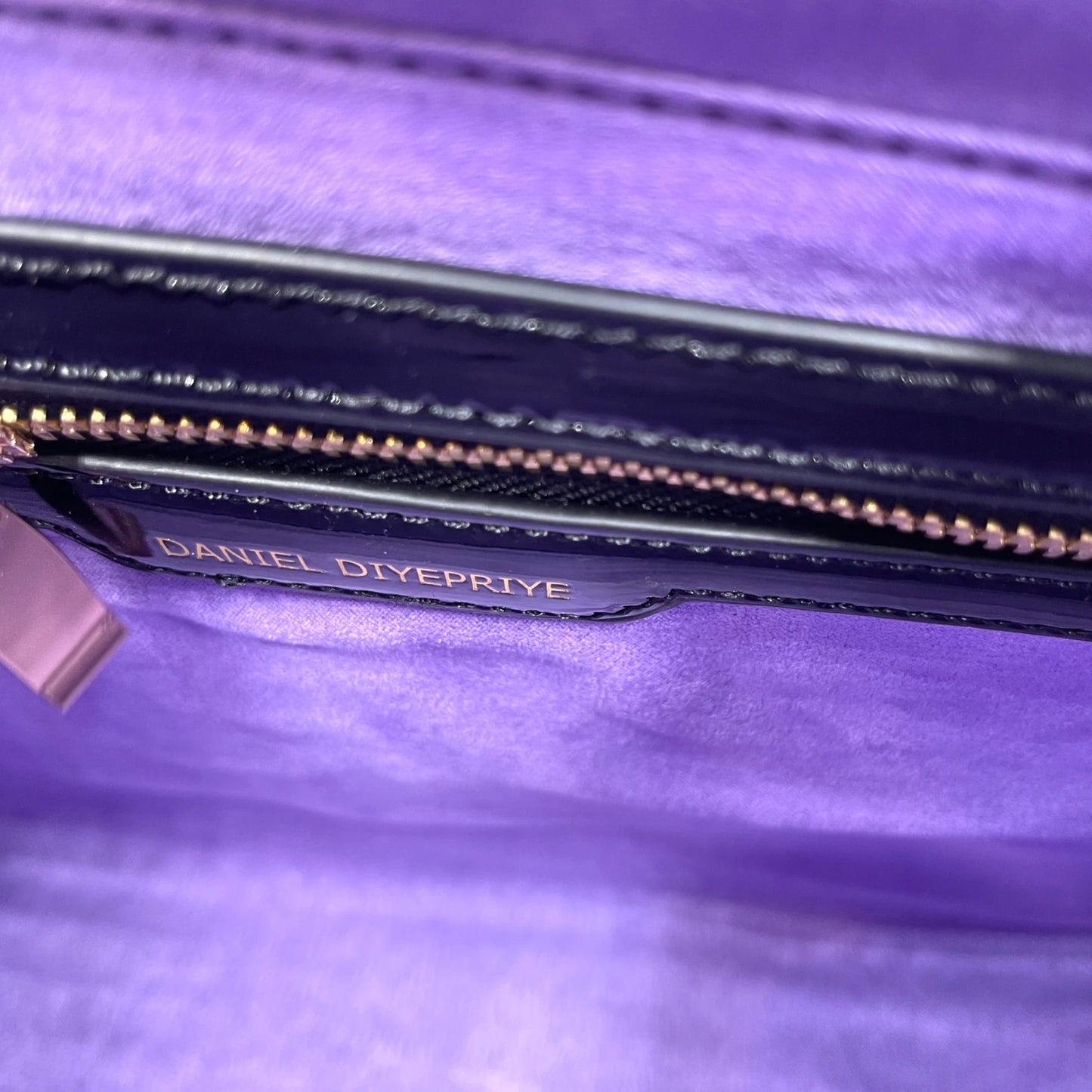 Daniel Diyepriye Black Patent Puzzle Bag