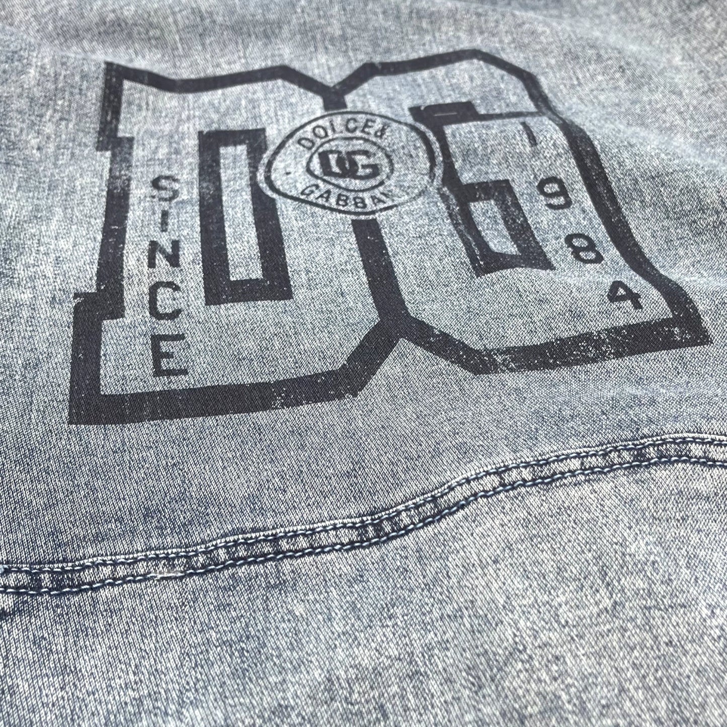 D&G Denim Wash Logo Hoodie Men XL