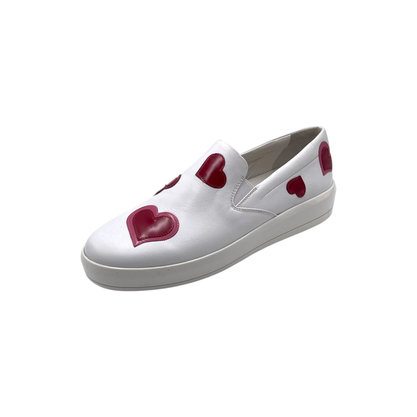 Prada White Leather Heart Slip On Women's Snkr