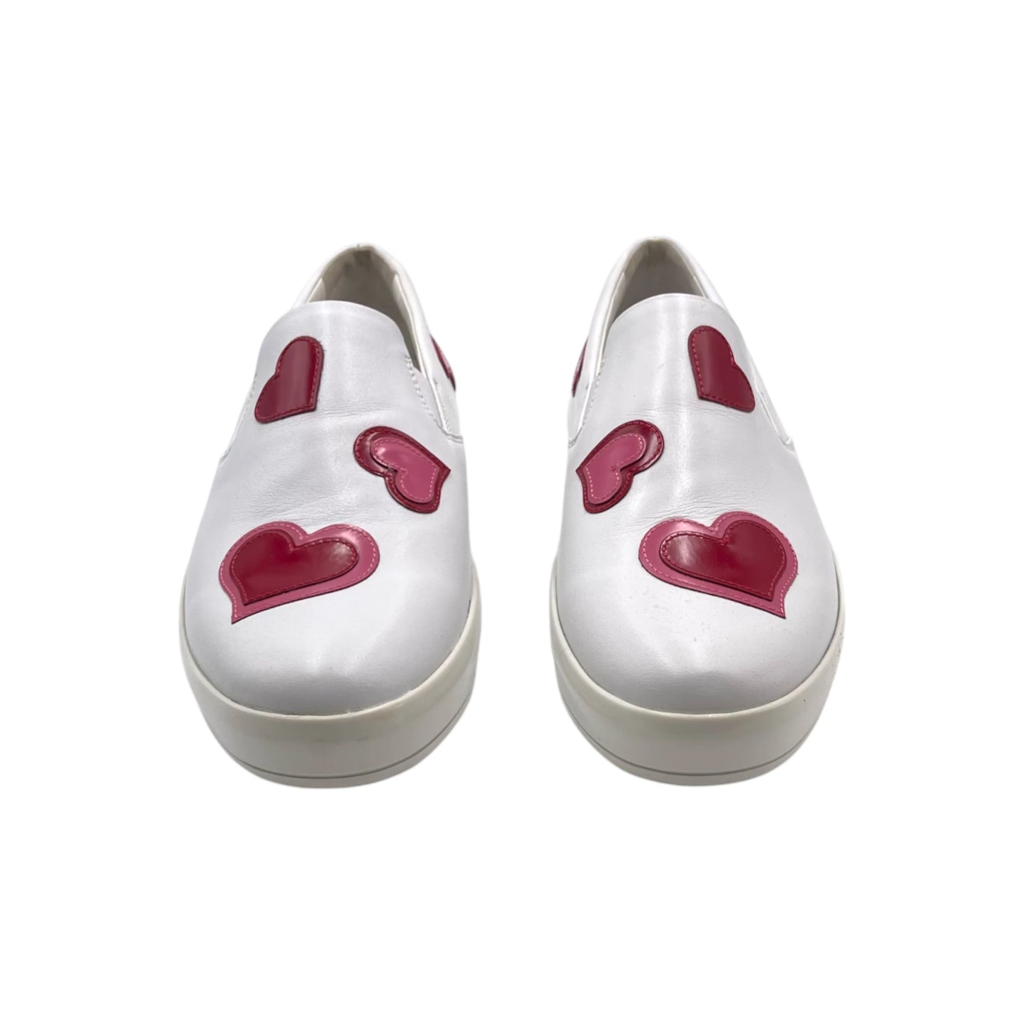 Prada White Leather Heart Slip On Women's Snkr