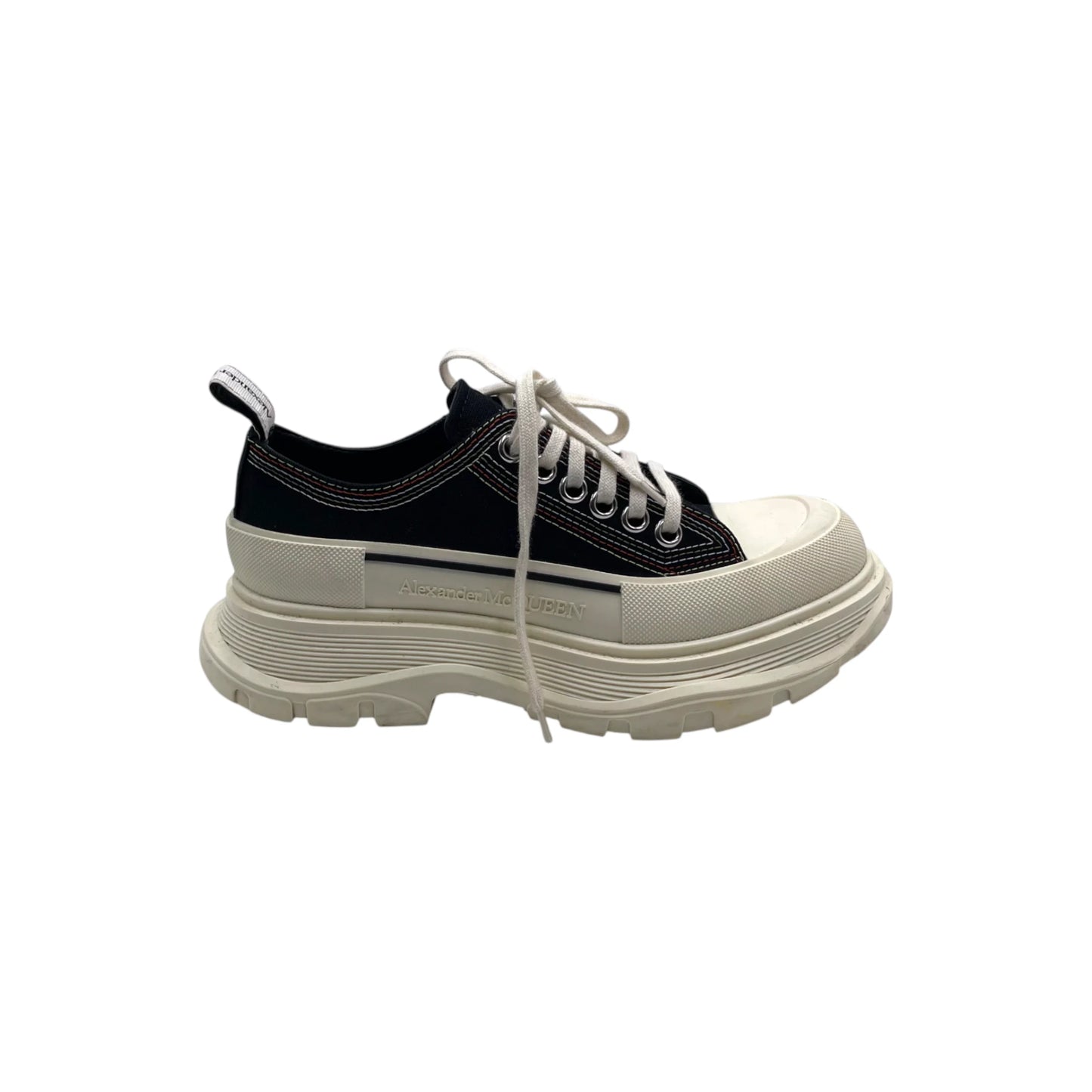 McQueen Tread Slick Low Lace Up Denim Black