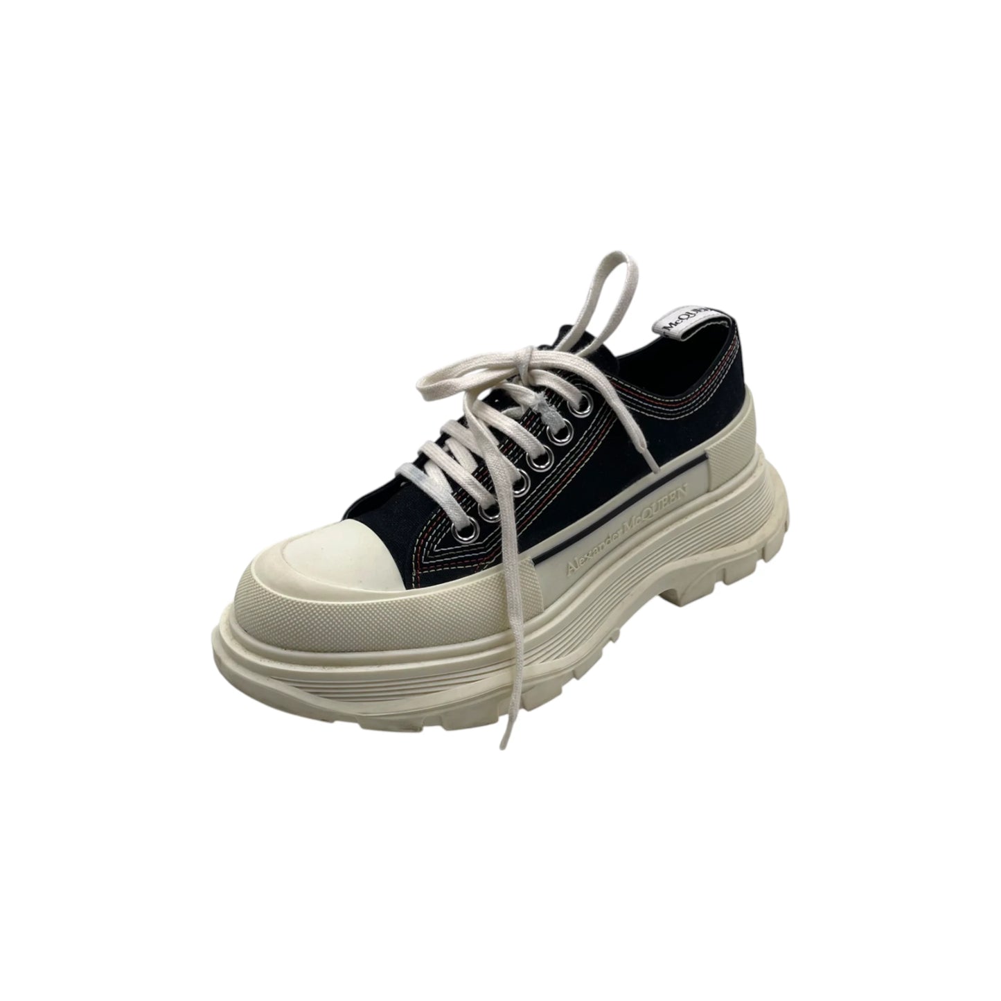 McQueen Tread Slick Low Lace Up Denim Black