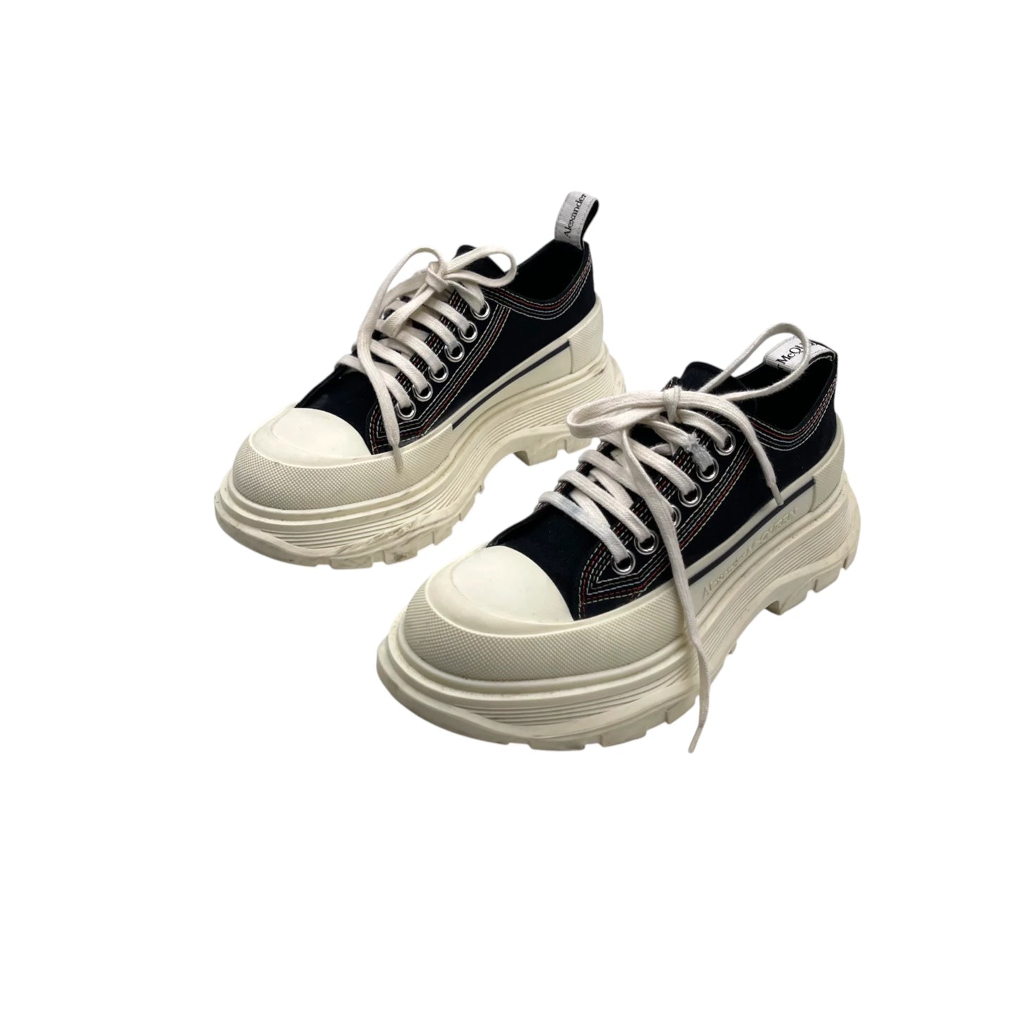 McQueen Tread Slick Low Lace Up Denim Black