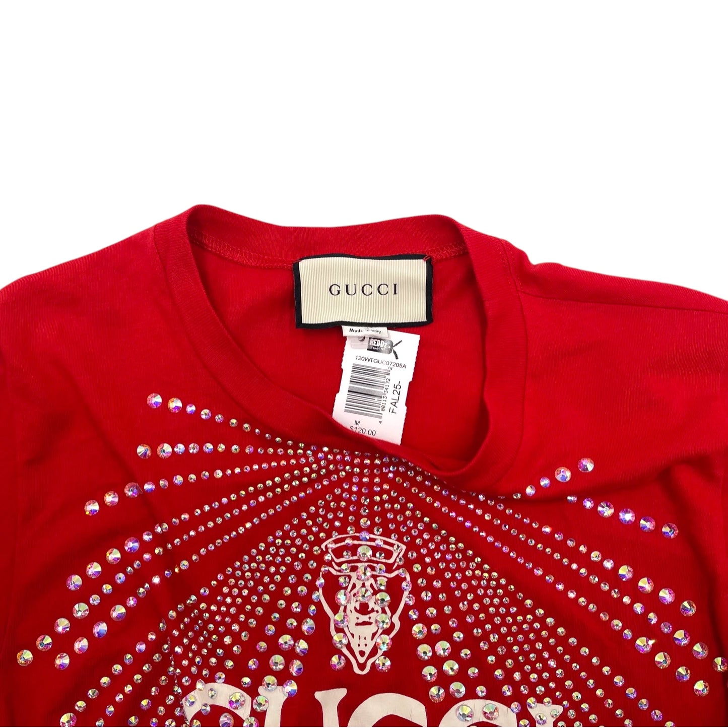 Gucci Crystal Logo Red Women's T-Shirt - M