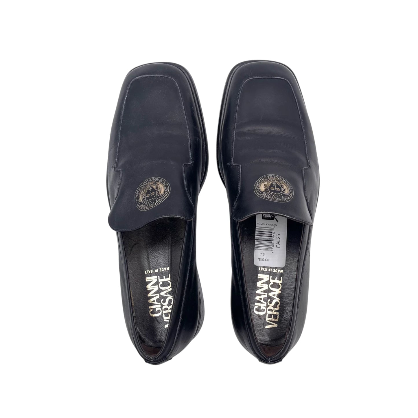 Versace Black Leather Men's Loafers