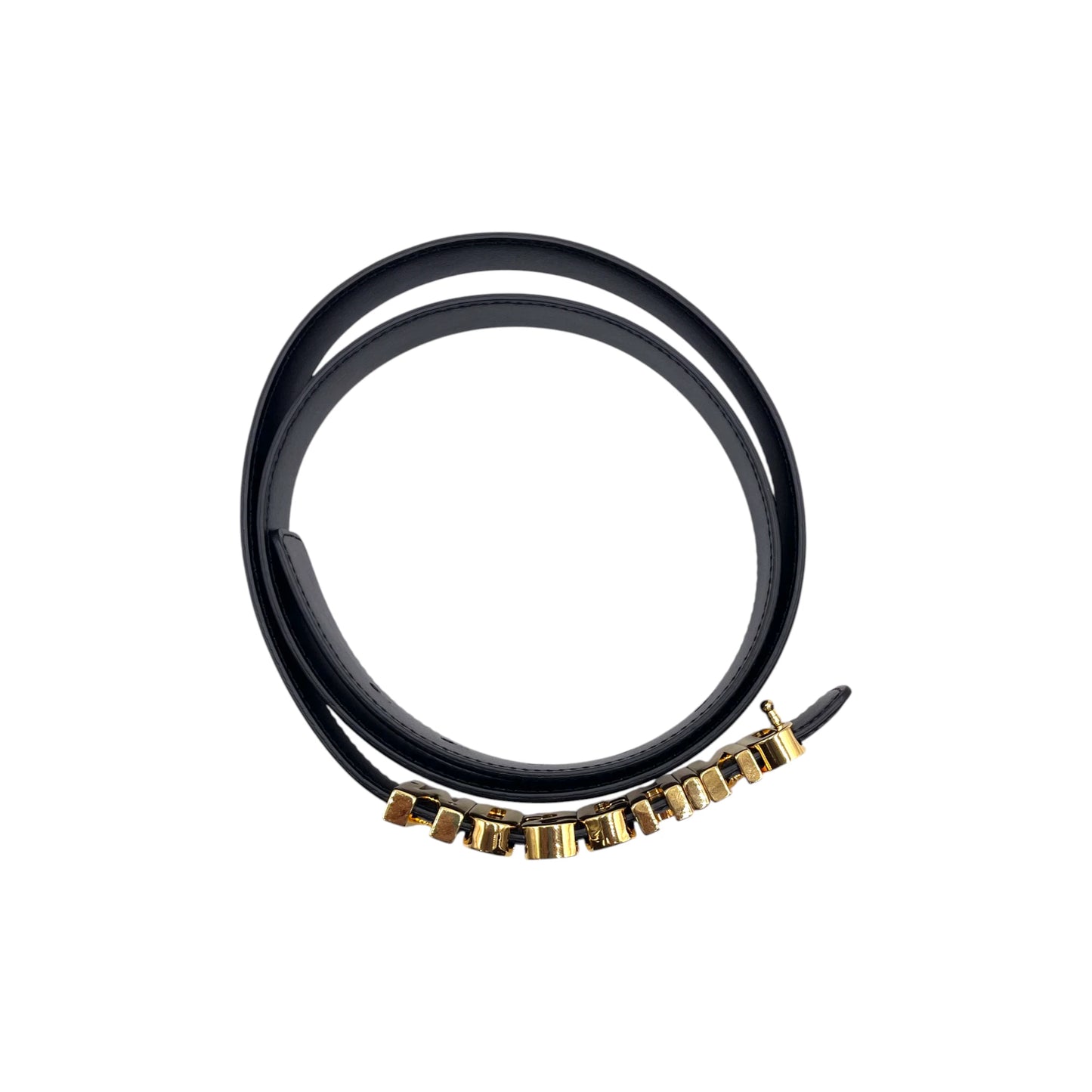 Moschino Black Leather Crystal Embellished Women's Belt - 46