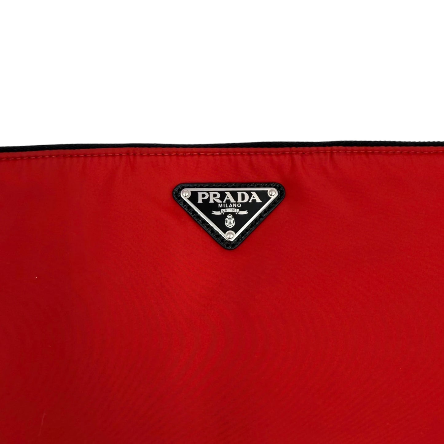 Prada Red Tessuto Soft Zip Clutch Bag