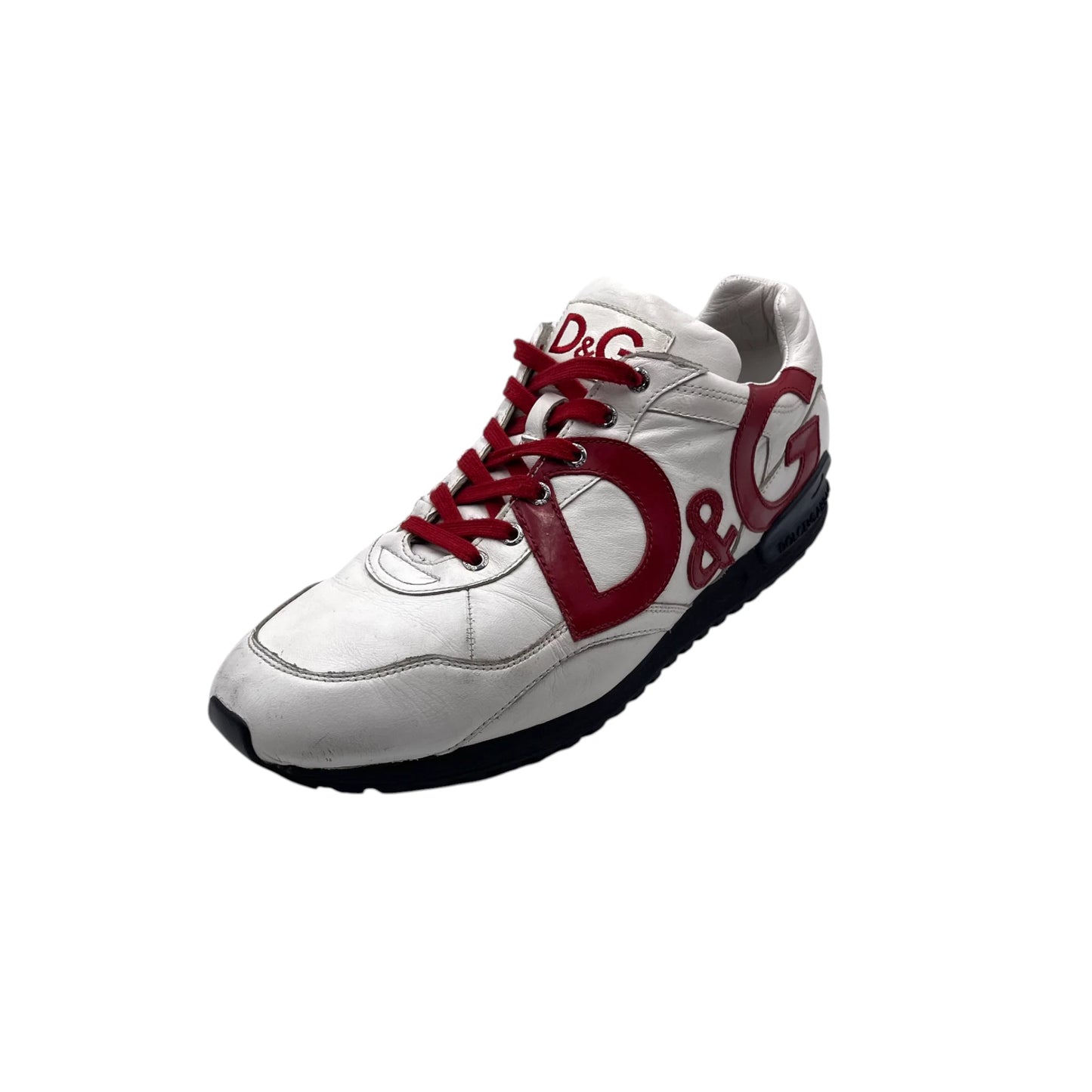 D&G Red/White Leather Low Top Men's Sneakers