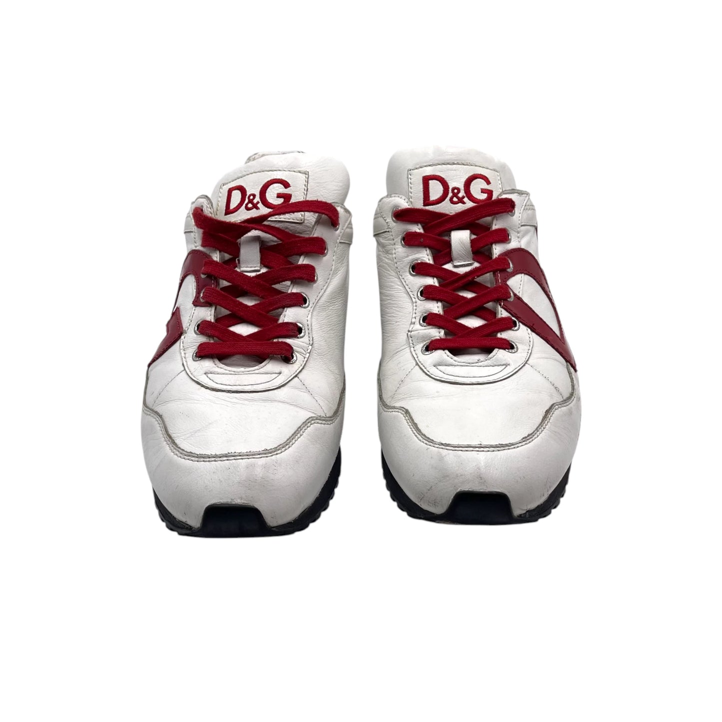 D&G Red/White Leather Low Top Men's Sneakers