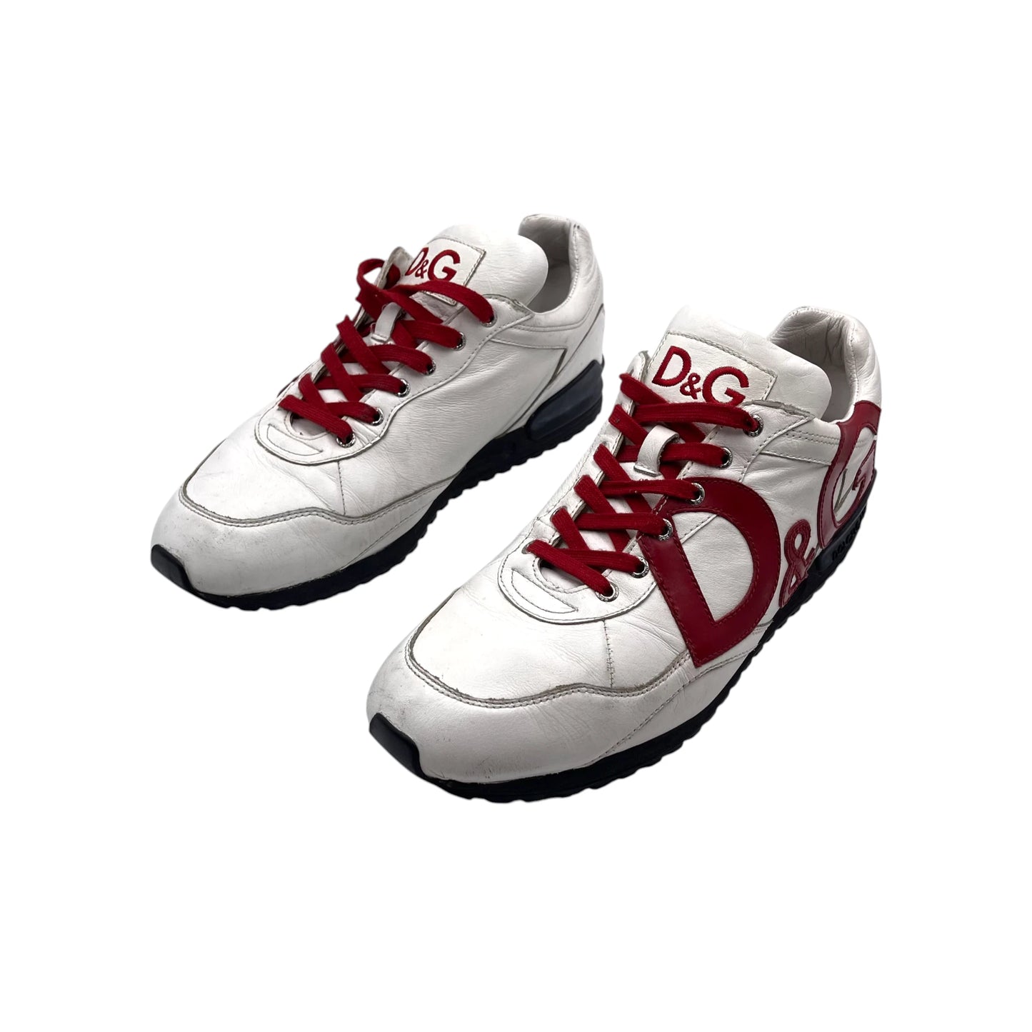 D&G Red/White Leather Low Top Men's Sneakers