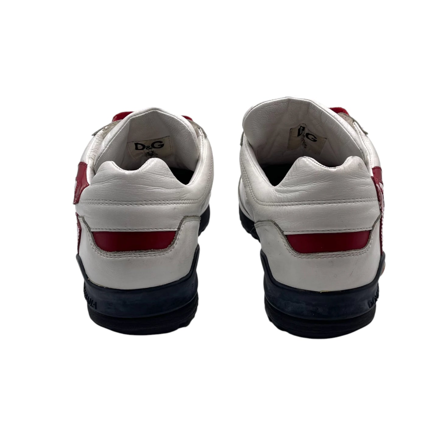 D&G Red/White Leather Low Top Men's Sneakers