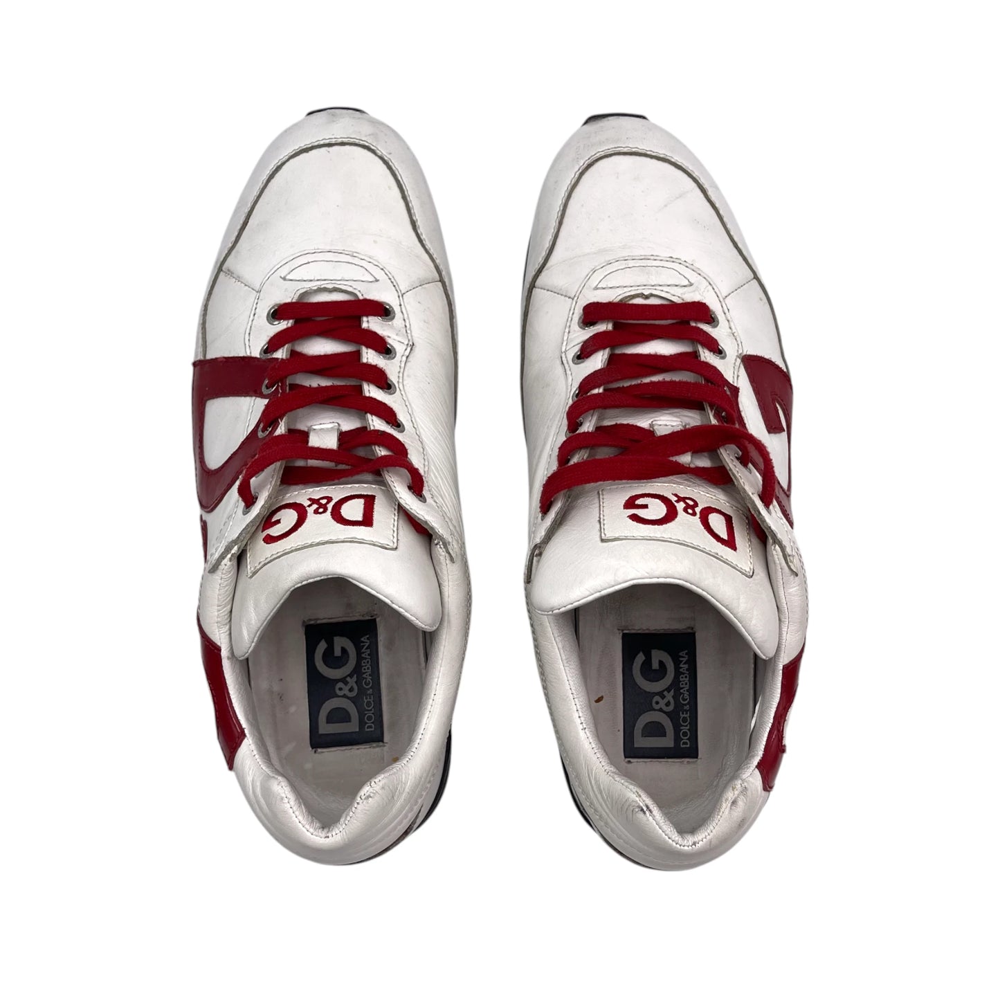 D&G Red/White Leather Low Top Men's Sneakers
