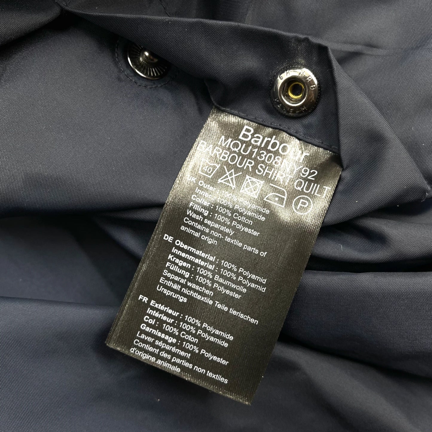 Barbour Navy Quilted Puffer Shirt Jacket Men's - XL