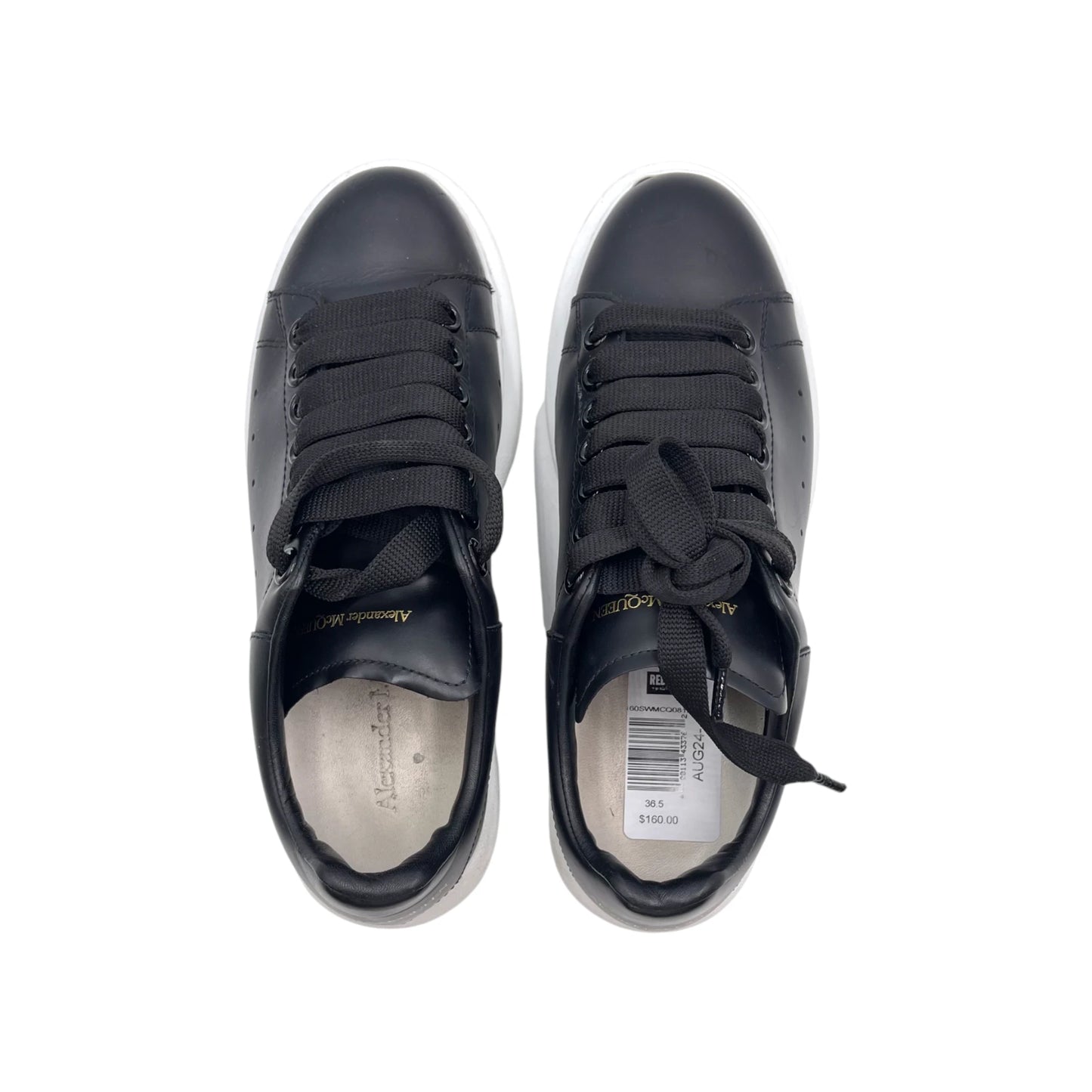 McQueen Black Leather Oversized Women's Snkr