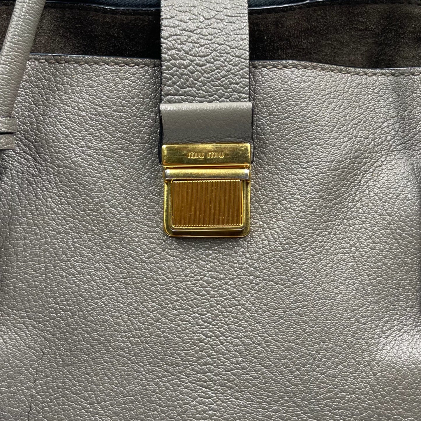 Miu Miu Convertible Compartment Grey Leather Tote Bag