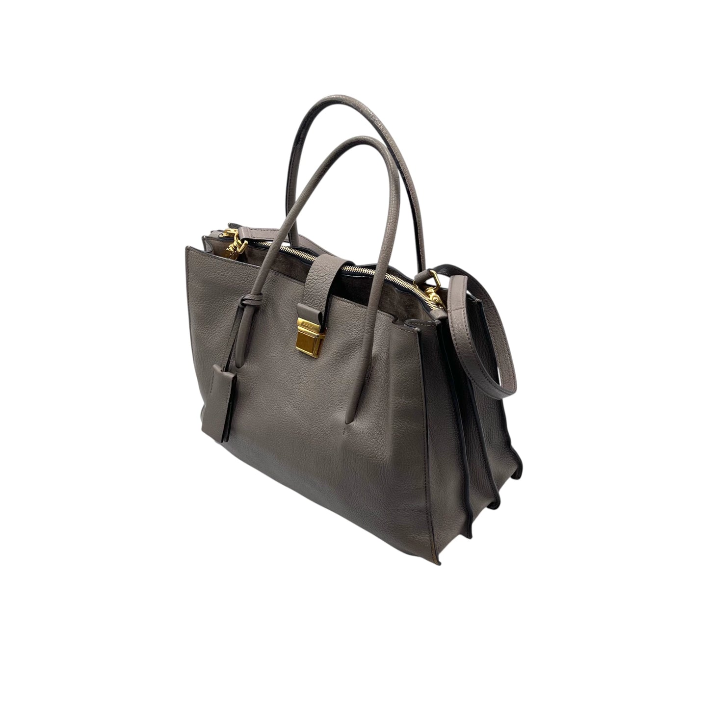 Miu Miu Convertible Compartment Grey Leather Tote Bag