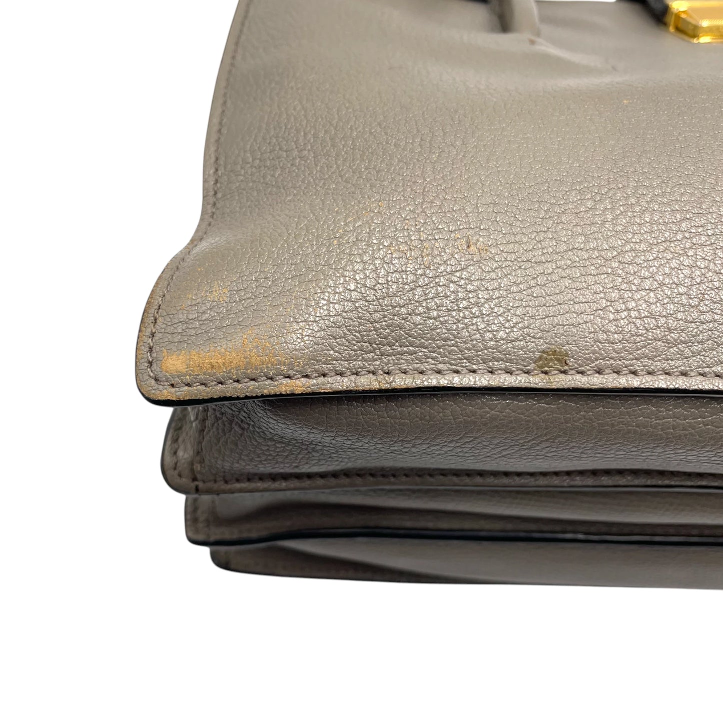 Miu Miu Convertible Compartment Grey Leather Tote Bag