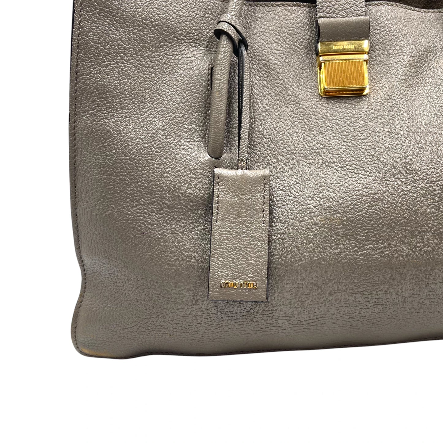 Miu Miu Convertible Compartment Grey Leather Tote Bag