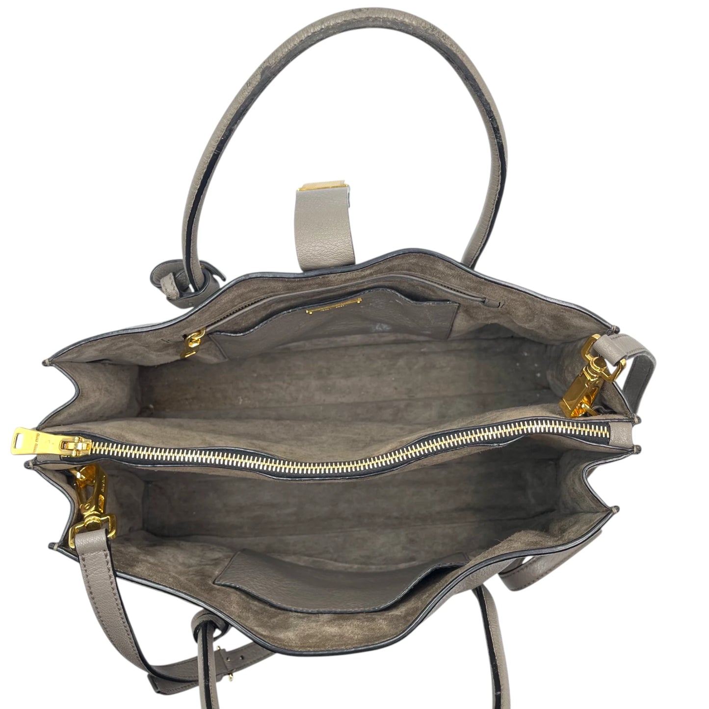 Miu Miu Convertible Compartment Grey Leather Tote Bag