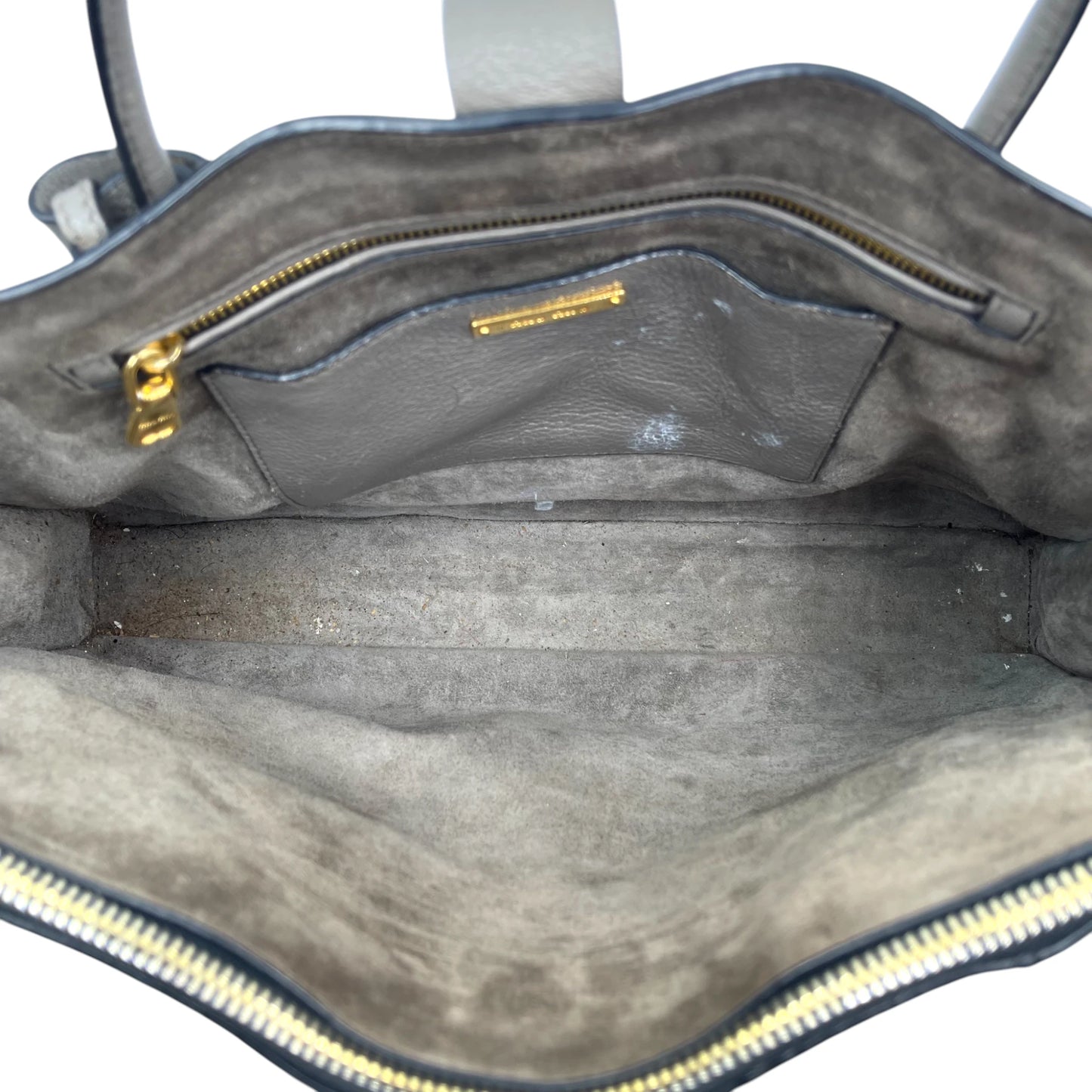 Miu Miu Convertible Compartment Grey Leather Tote Bag