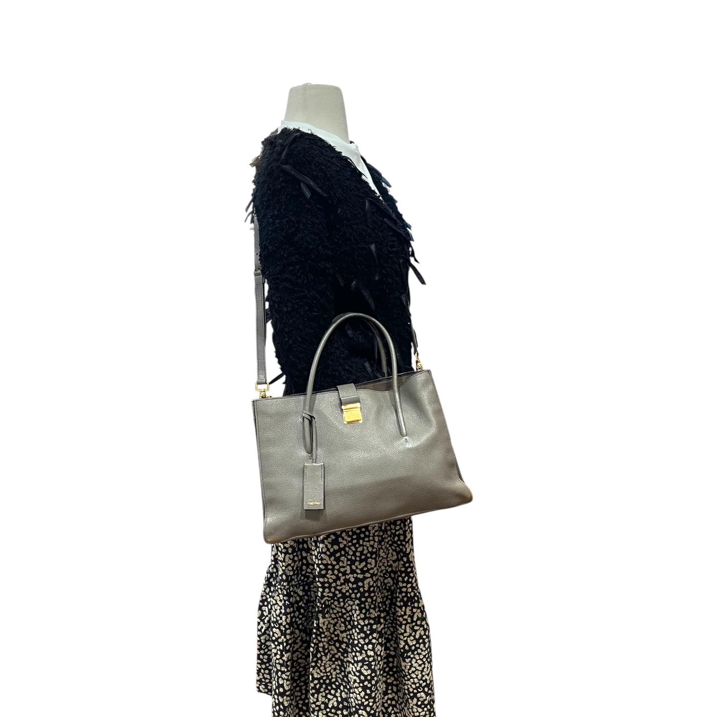 Miu Miu Convertible Compartment Grey Leather Tote Bag