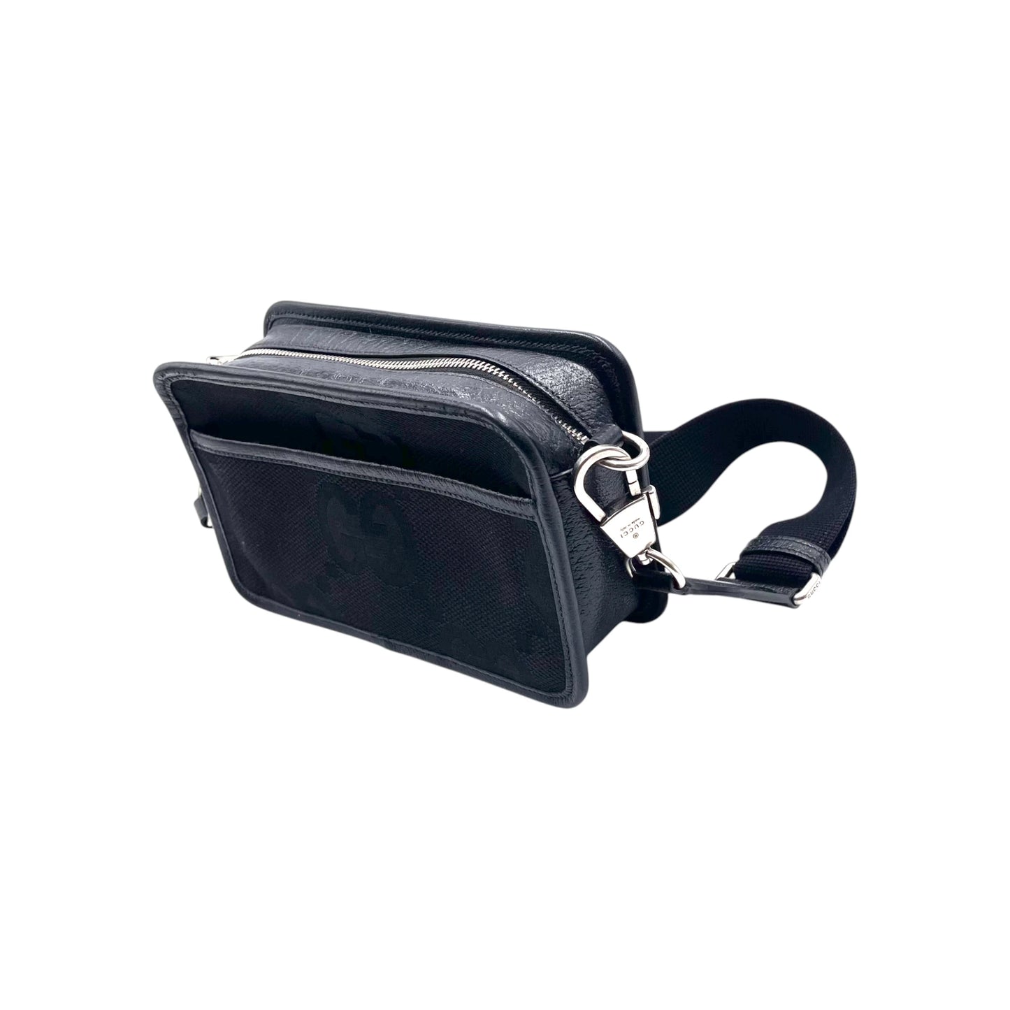 Gucci Jumbo GG Black Canvas Leather Shoulder Bag