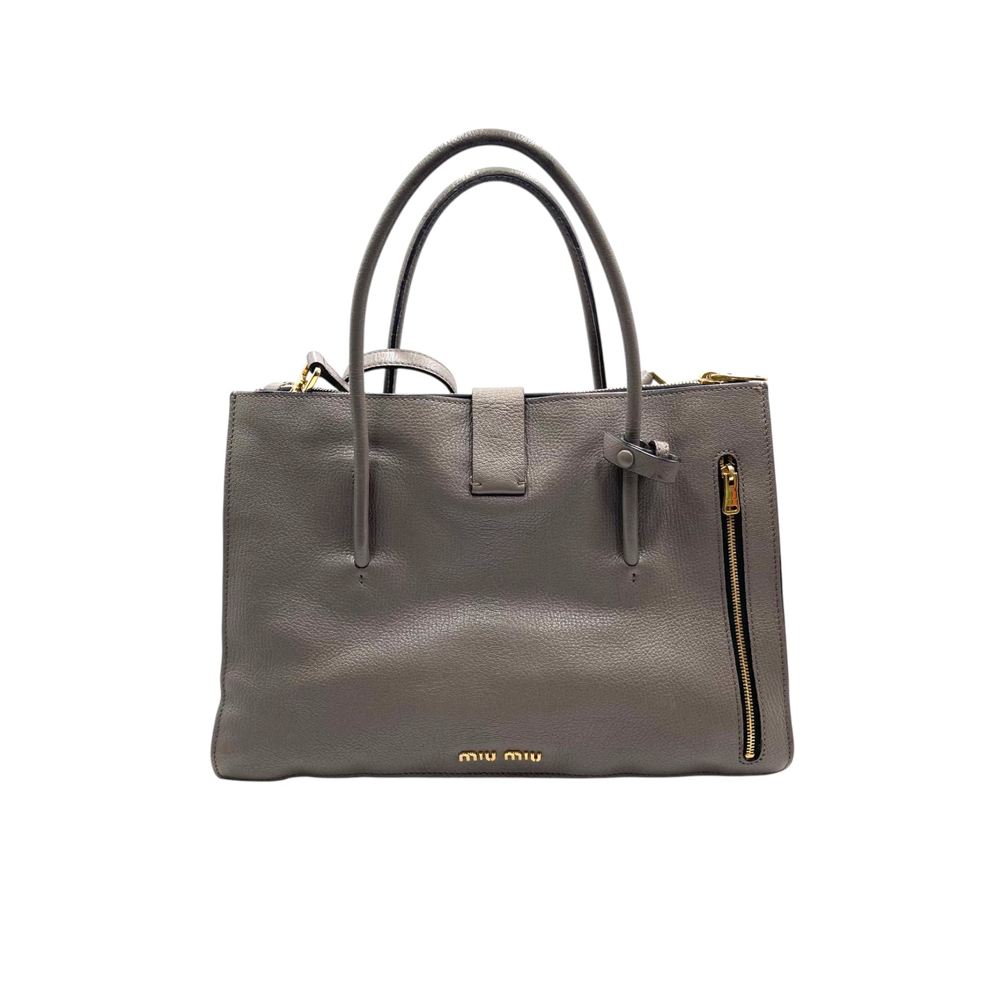 Miu Miu Convertible Compartment Grey Leather Tote Bag