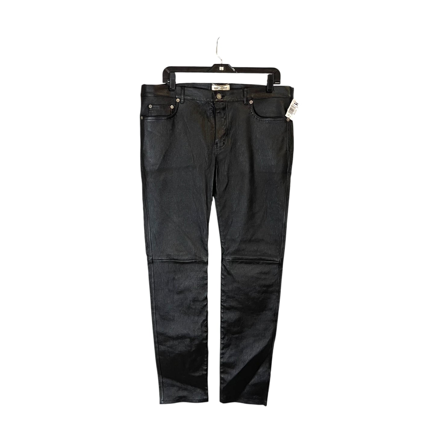 Saint Laurent Black Leather Women's Pants - 54