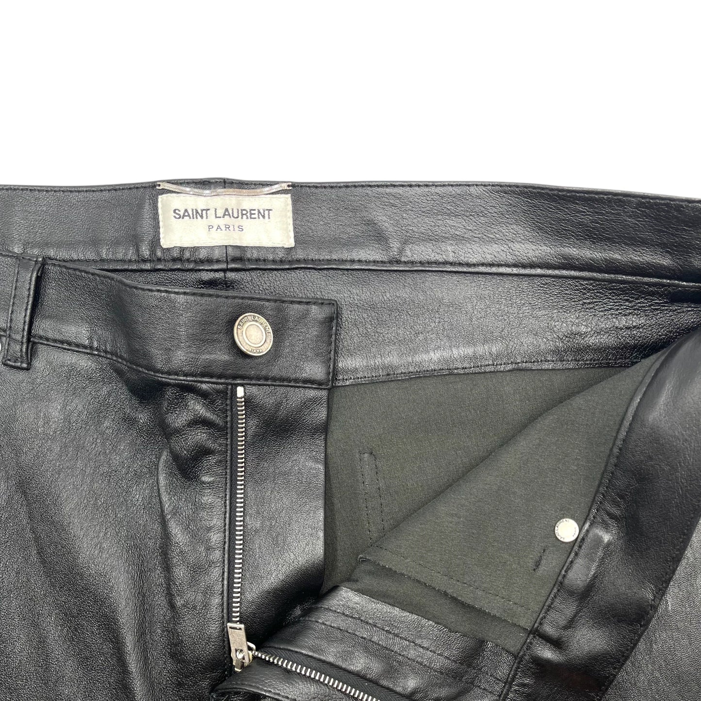 Saint Laurent Black Leather Women's Pants - 54
