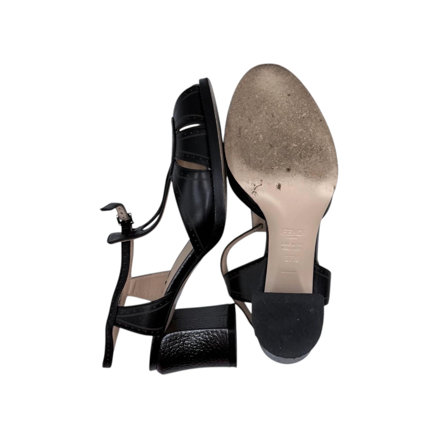 Fendi Black Chameleon Peep Toe Sandals