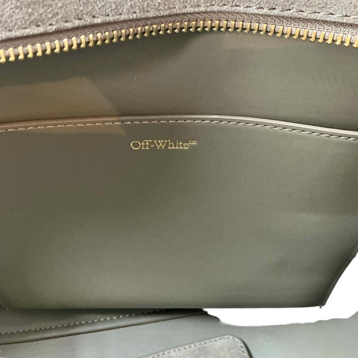 Off-White Diagonal Stripe Binder Shopper Tote Bag – Grey Suede