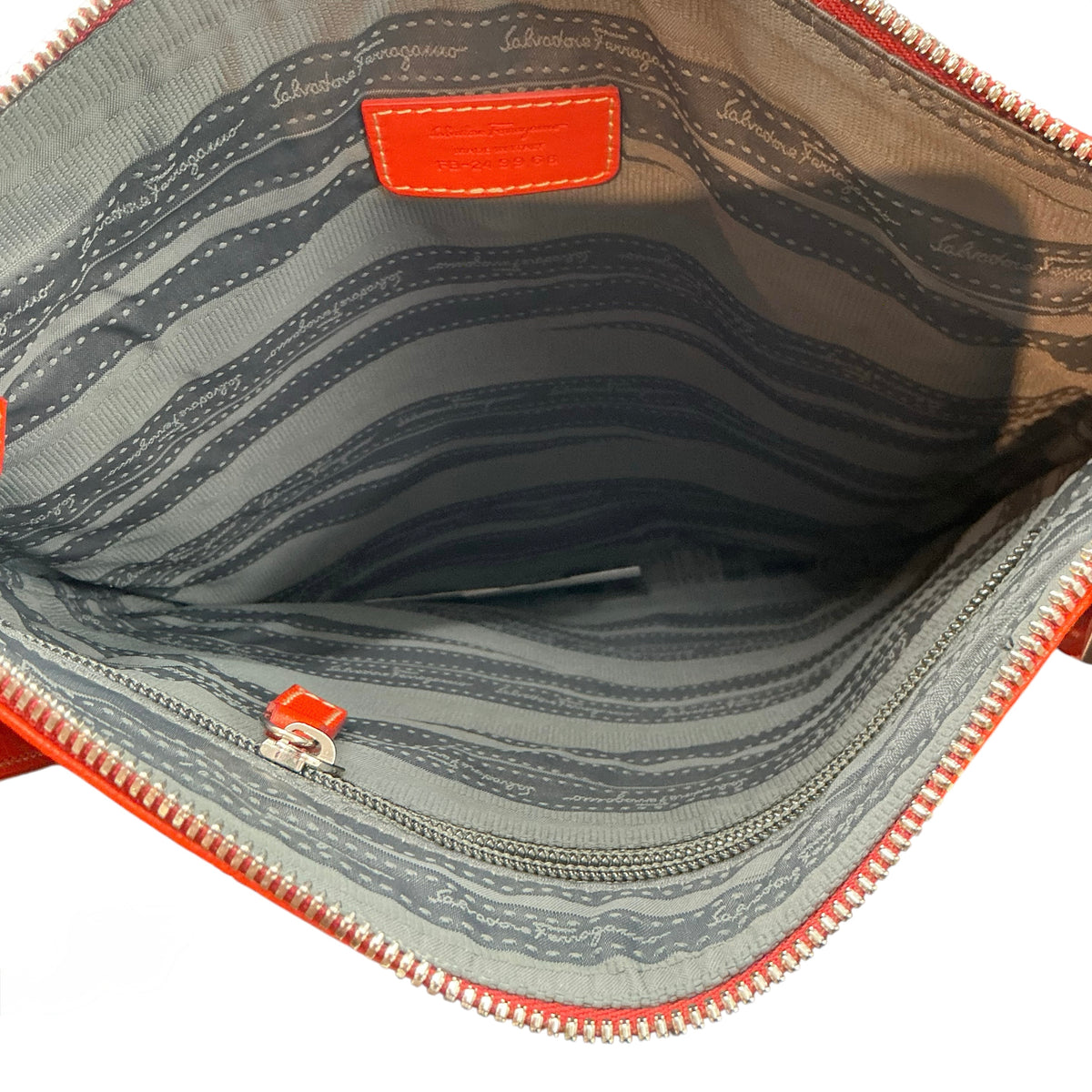 Salvatore Ferragamo Orange Textured Leather Crossbody Messenger Bag