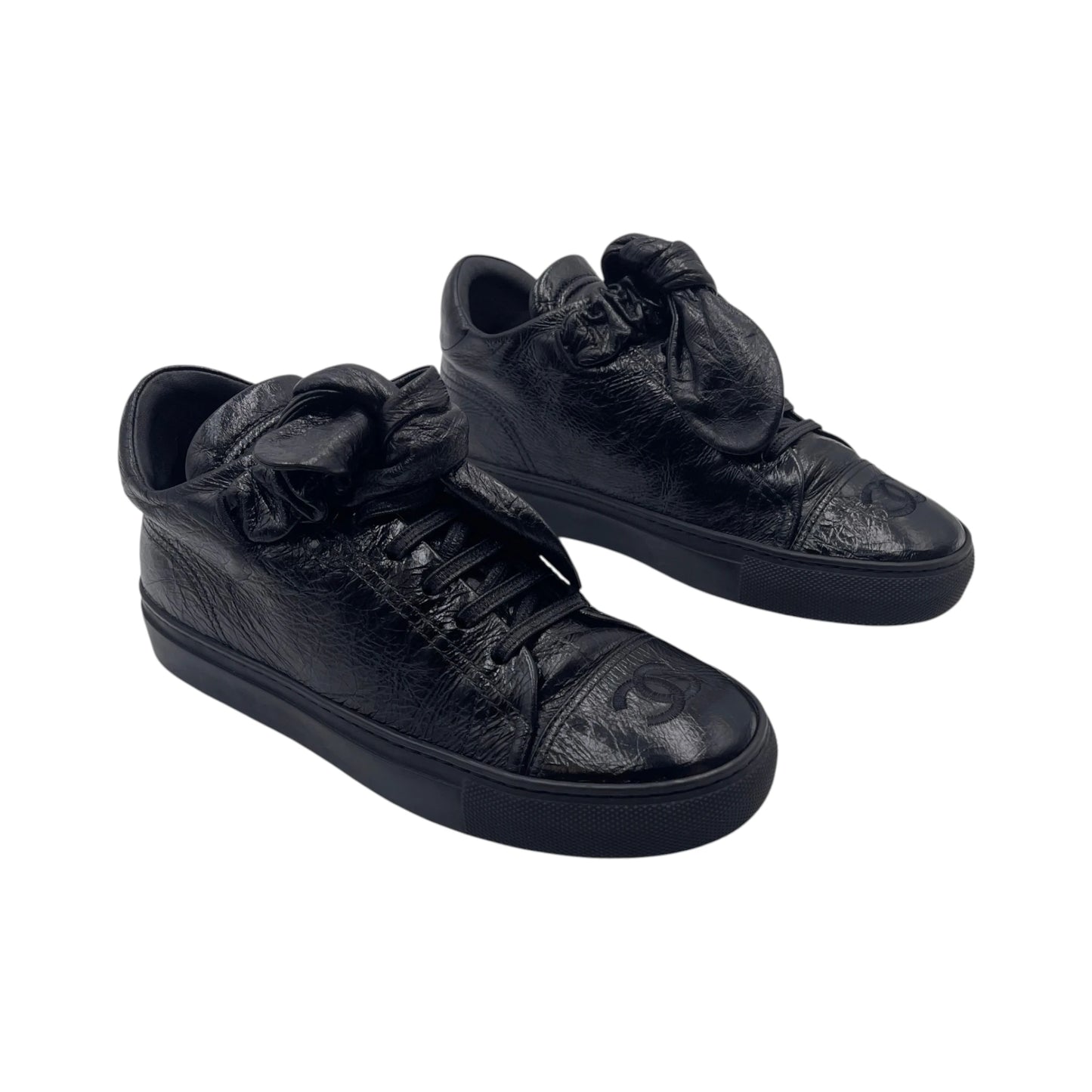 Chanel Crinkle Patent Bow Snkr