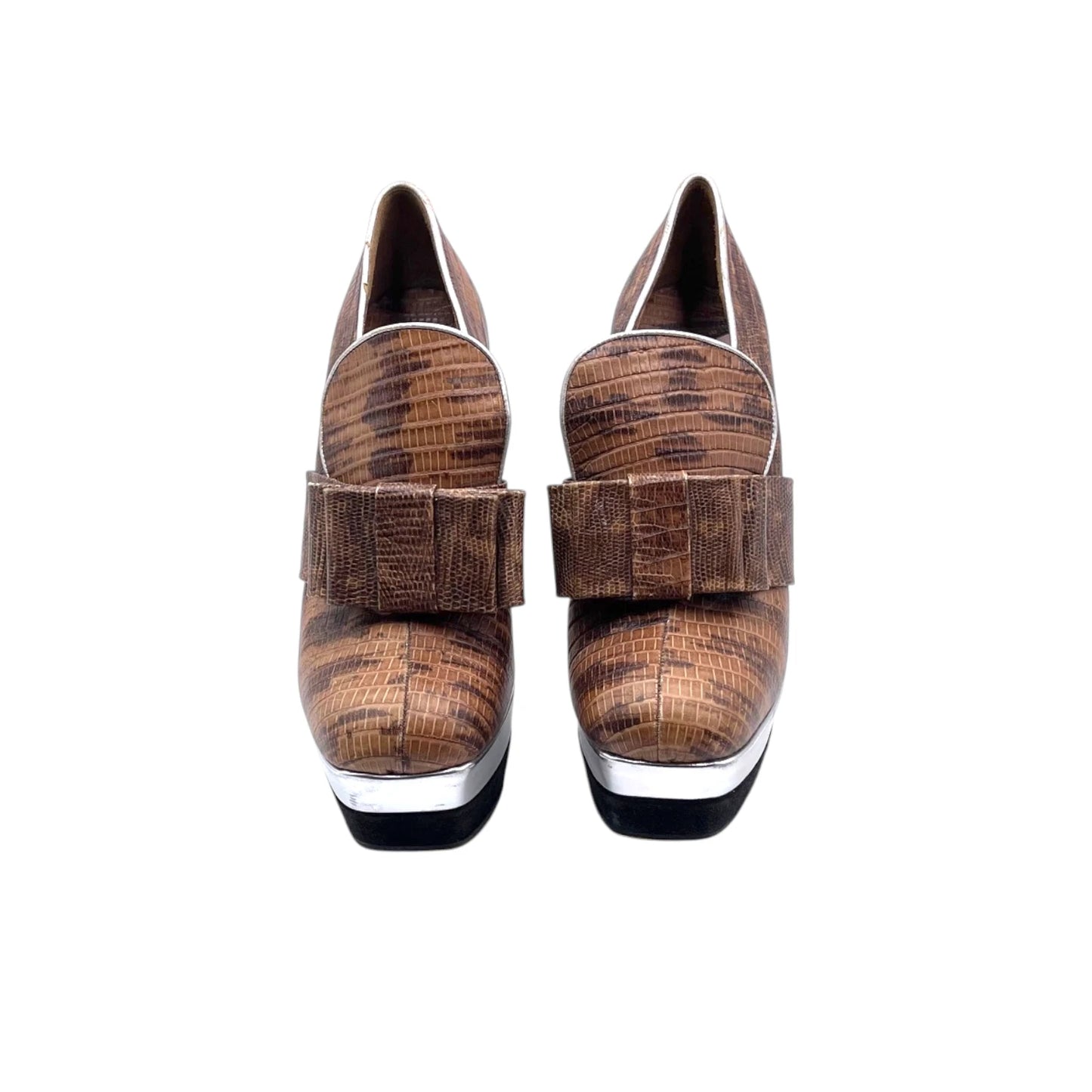 Miu Miu Leather Bow Platfrom