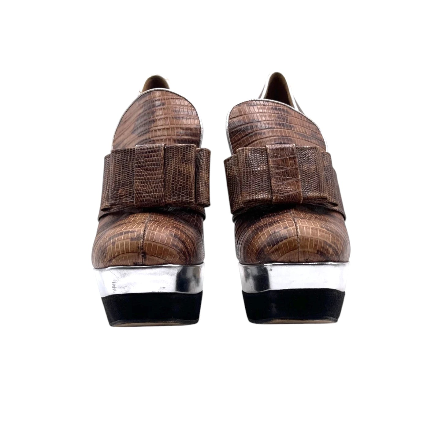 Miu Miu Leather Bow Platfrom
