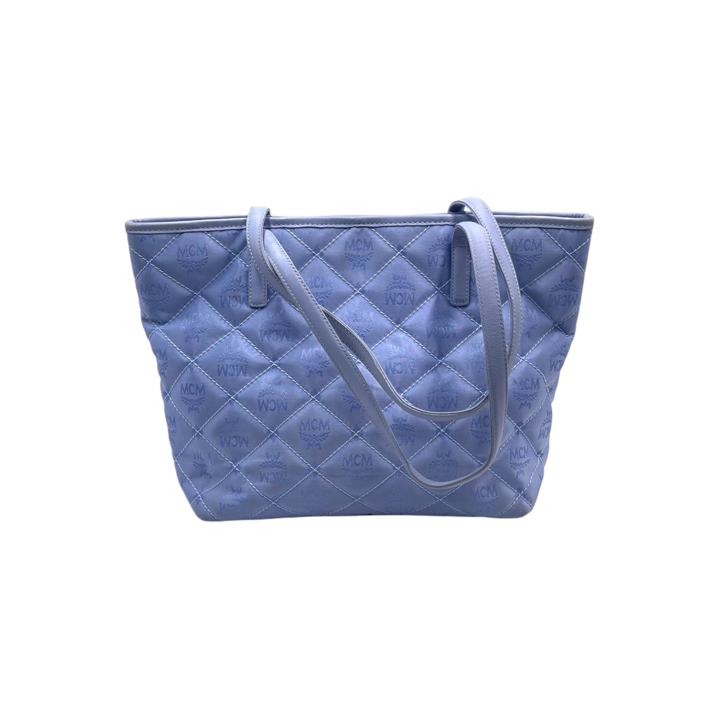 MCM Blue Quilted Nylon Tote Bag