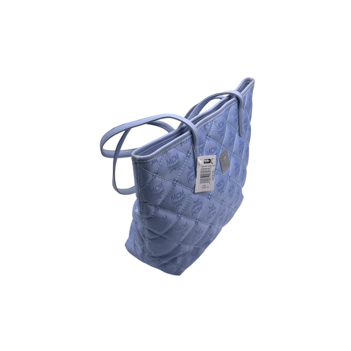 MCM Blue Quilted Nylon Tote Bag