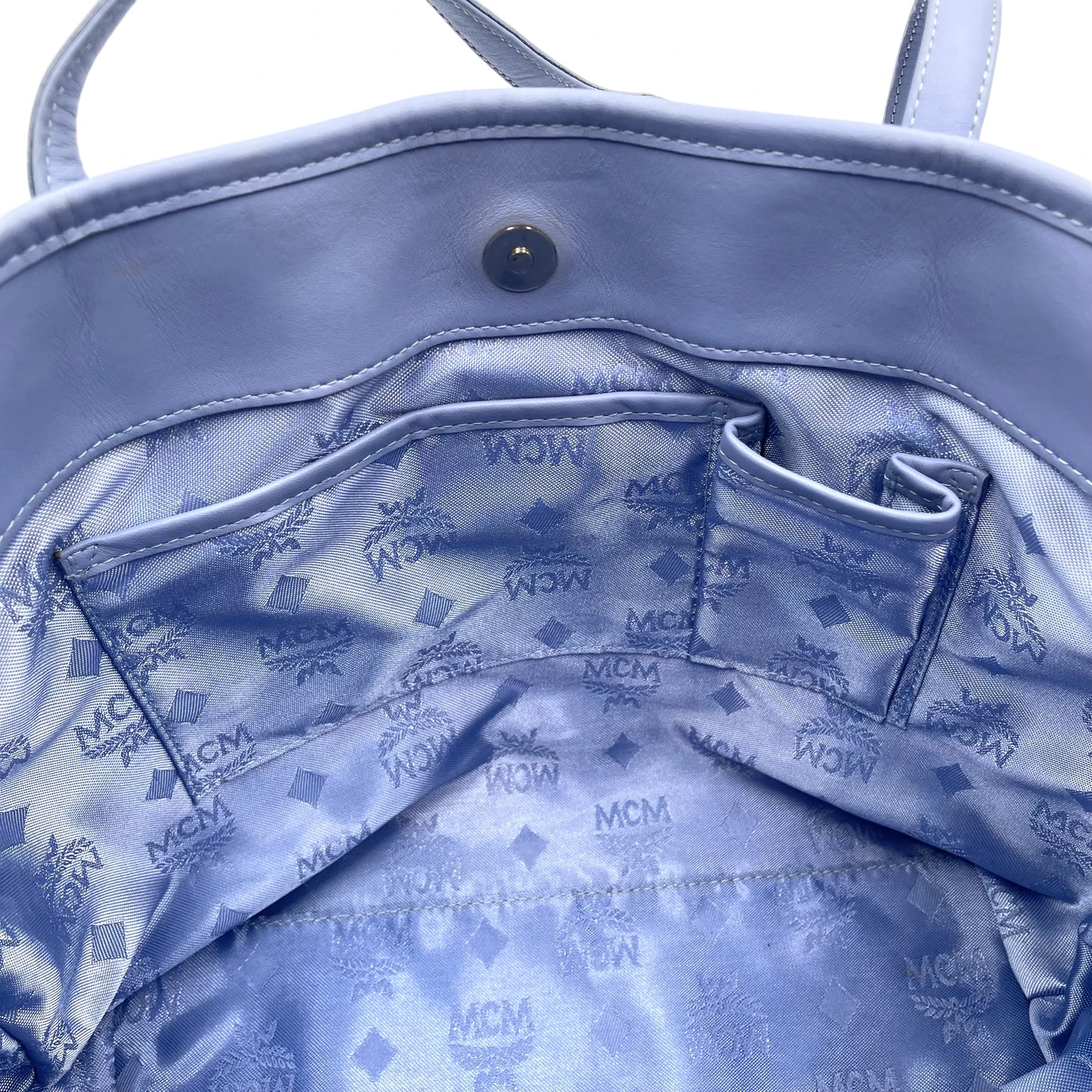 MCM Blue Quilted Nylon Tote Bag