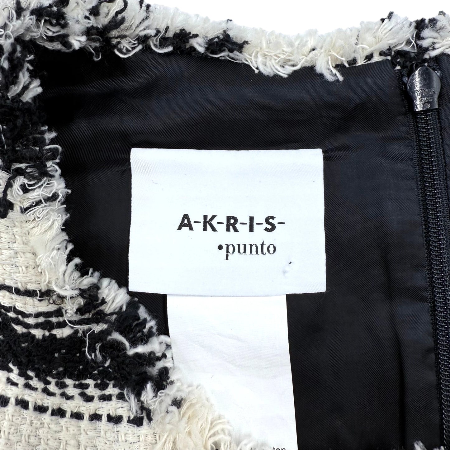Akris Punto Black Ivory Button-Embellished Tweed Dress