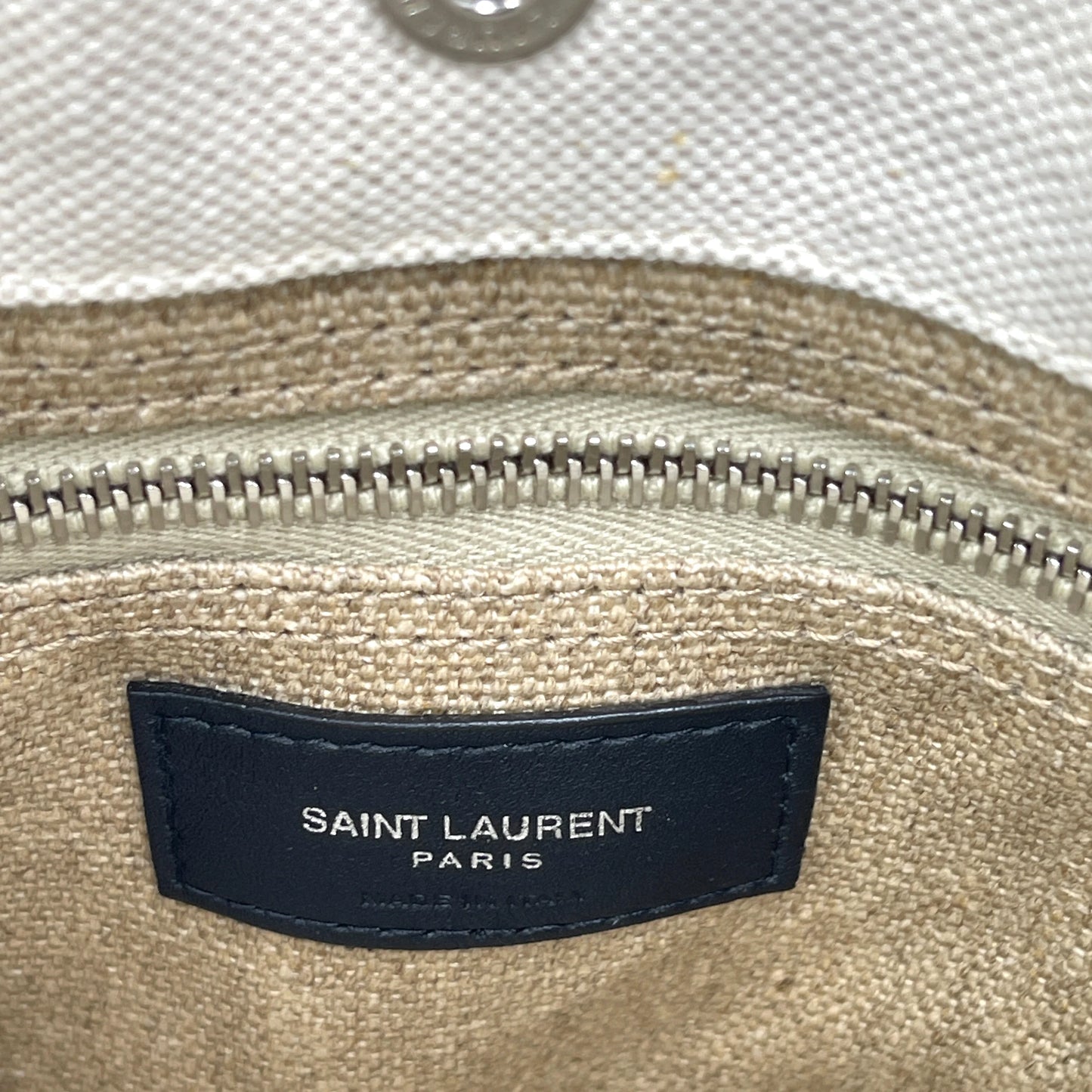 Saint Laurent Beige Canvas Shoulder Bag